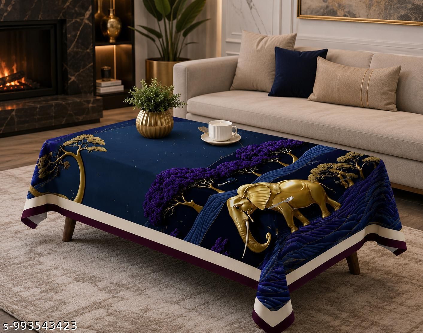 Velvet 4 Seater Animal, Printed Table Cover-image-31