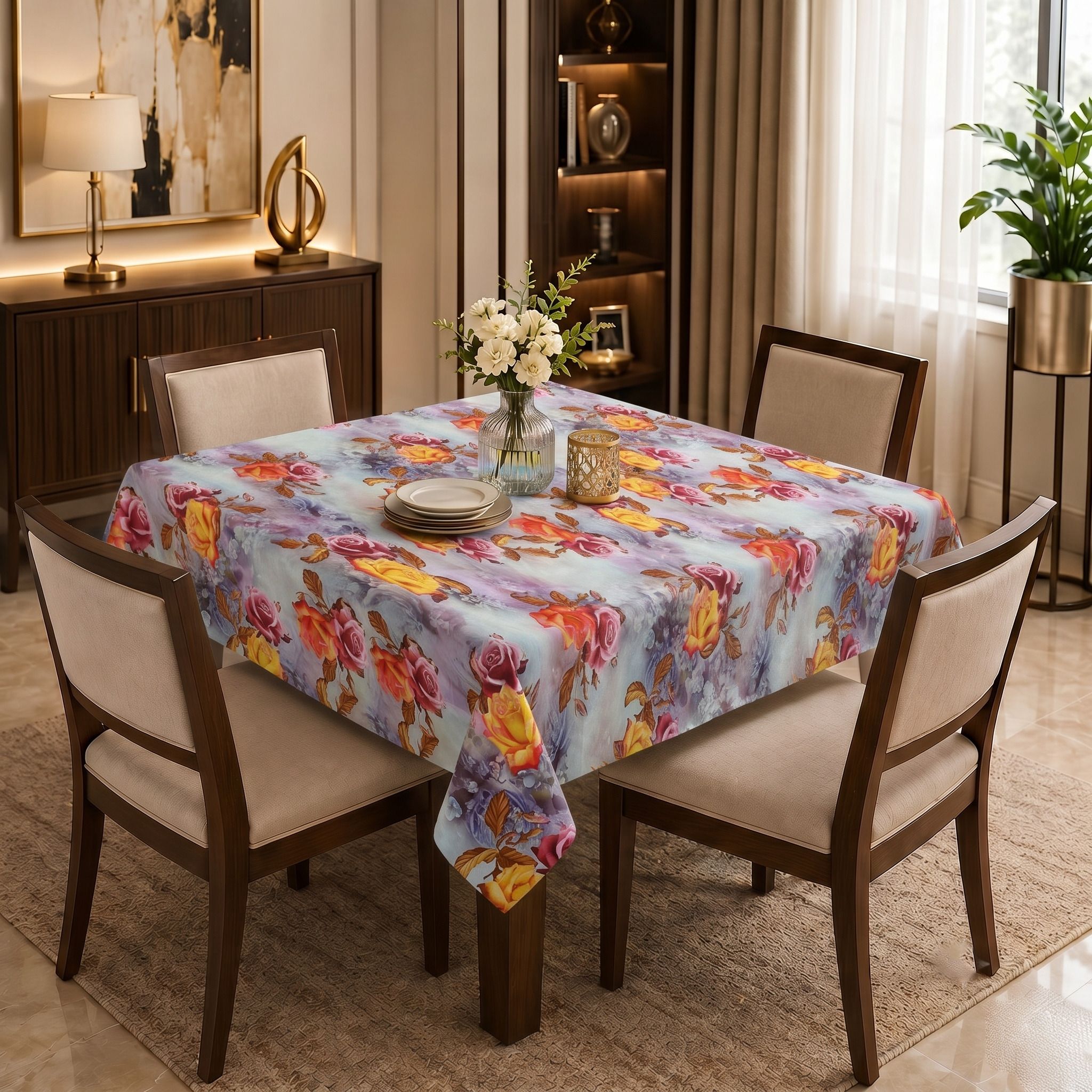hovenza PVC 4 Seater Floral Table Cover-picture-7