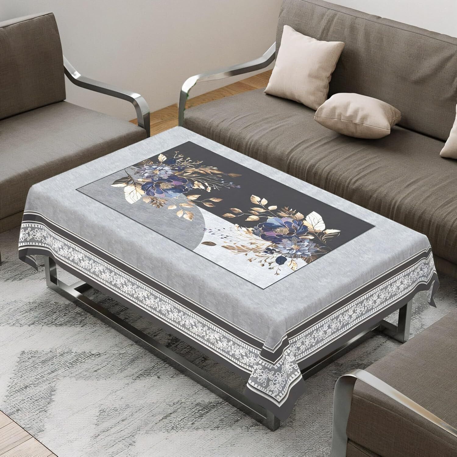 casa furnishing Polyester 4 Seater Floral Table Cover-picture-25