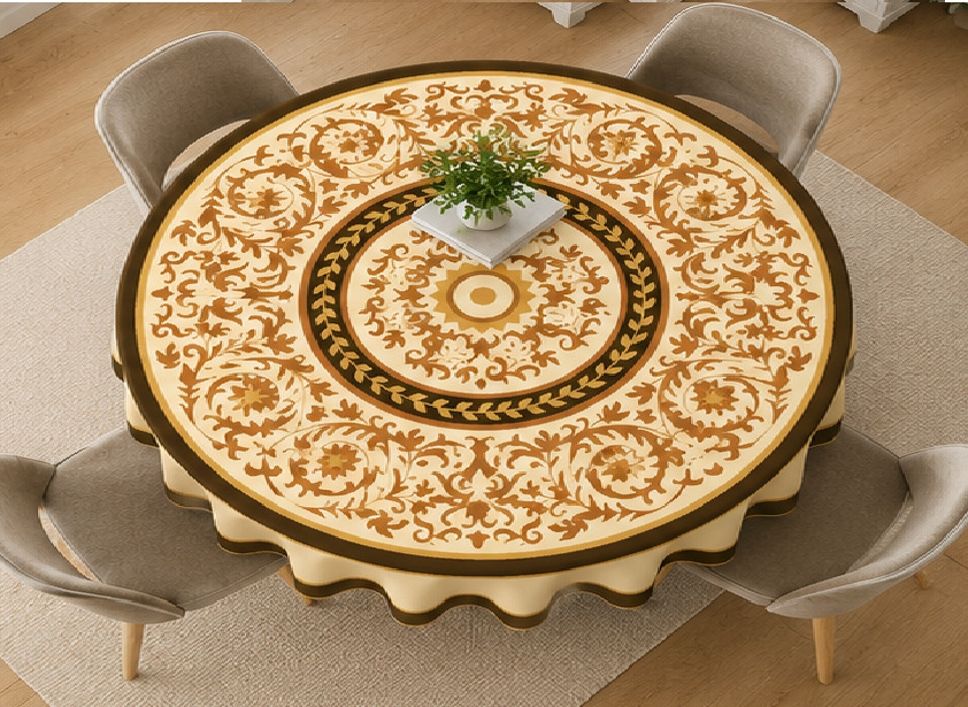 flipkart smartbuy Velvet 6 Seater Printed Table Cover-picture-38