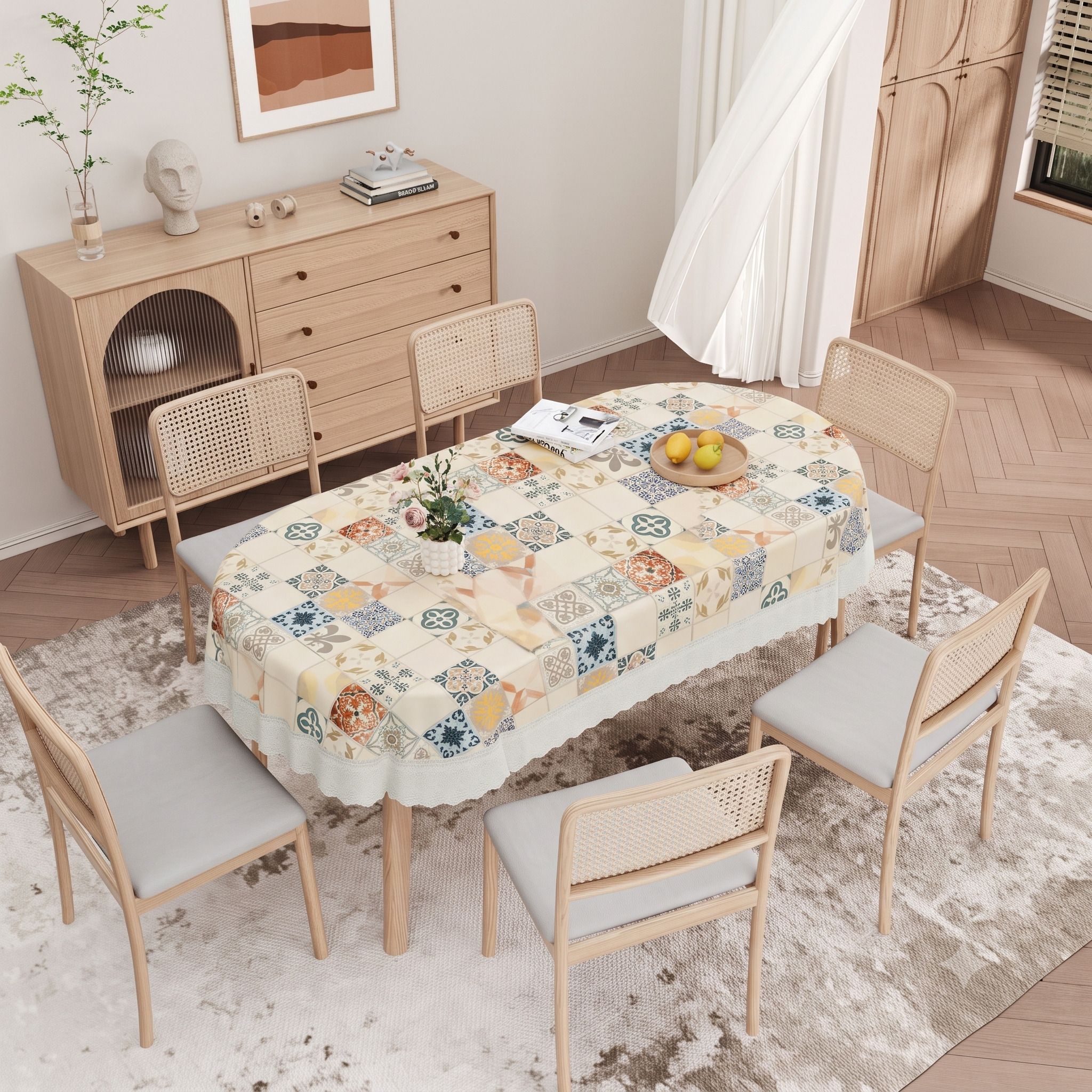 PVC 6 Seater Printed Table Cover-image-24