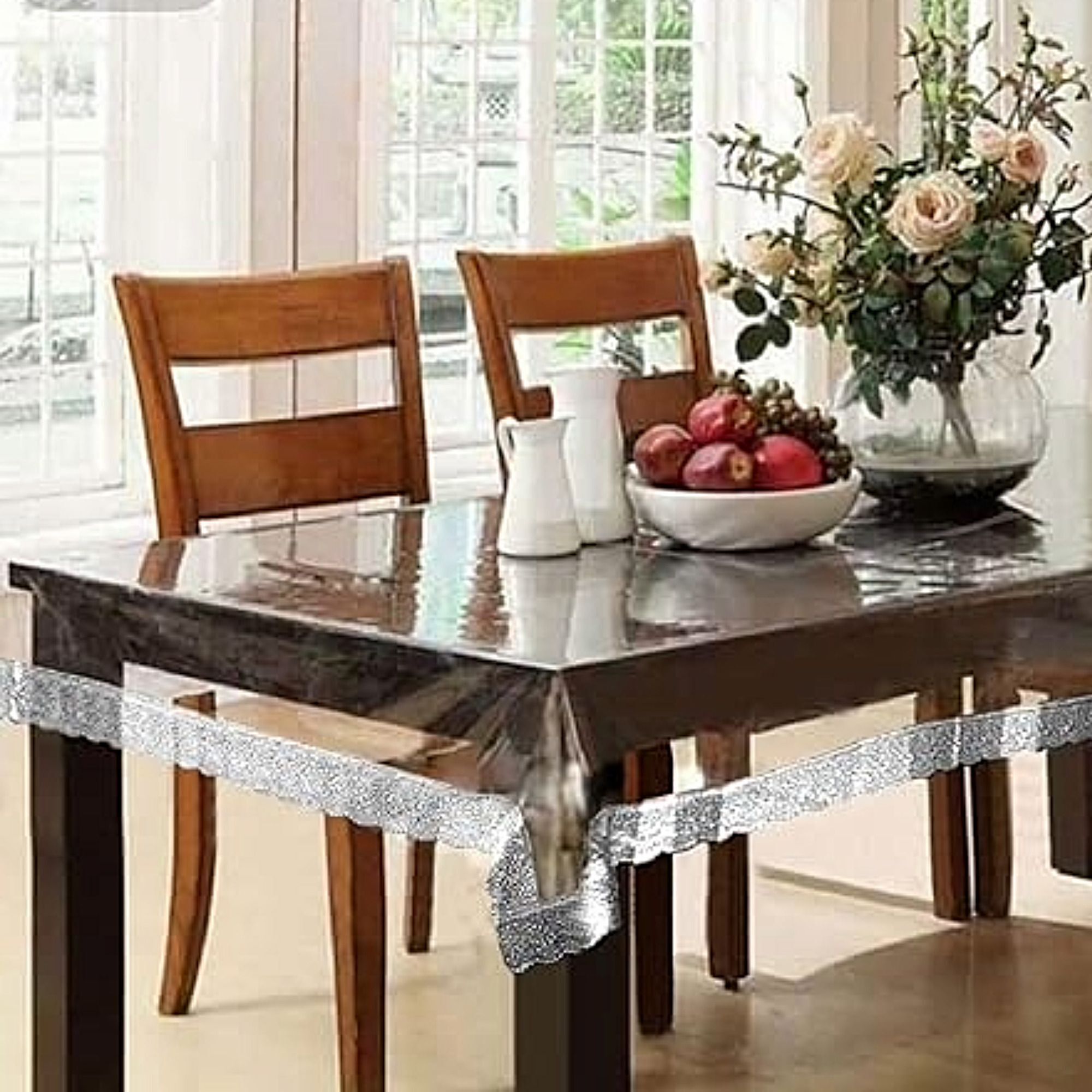 getgol home PVC 6 Seater Self Design Table Cover-picture-23