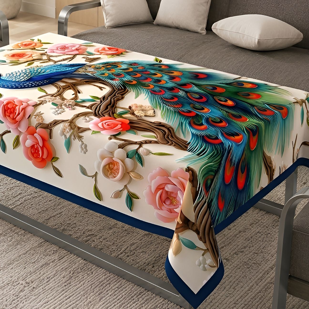 tjm Velvet 4 Seater Floral Table Cover-picture-24