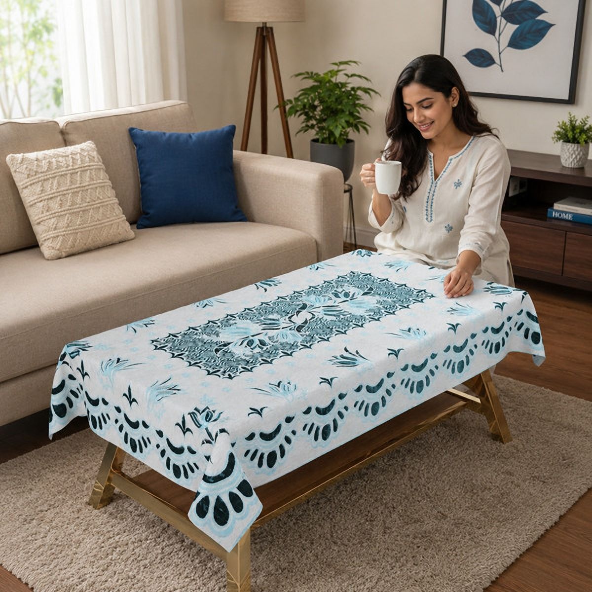 tijane Polyester 4 Seater Floral Table Cover-picture-13