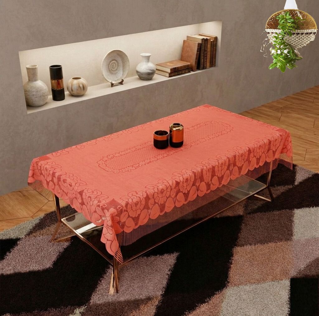 Cotton 4 Seater Self Design Table Cover-image-34