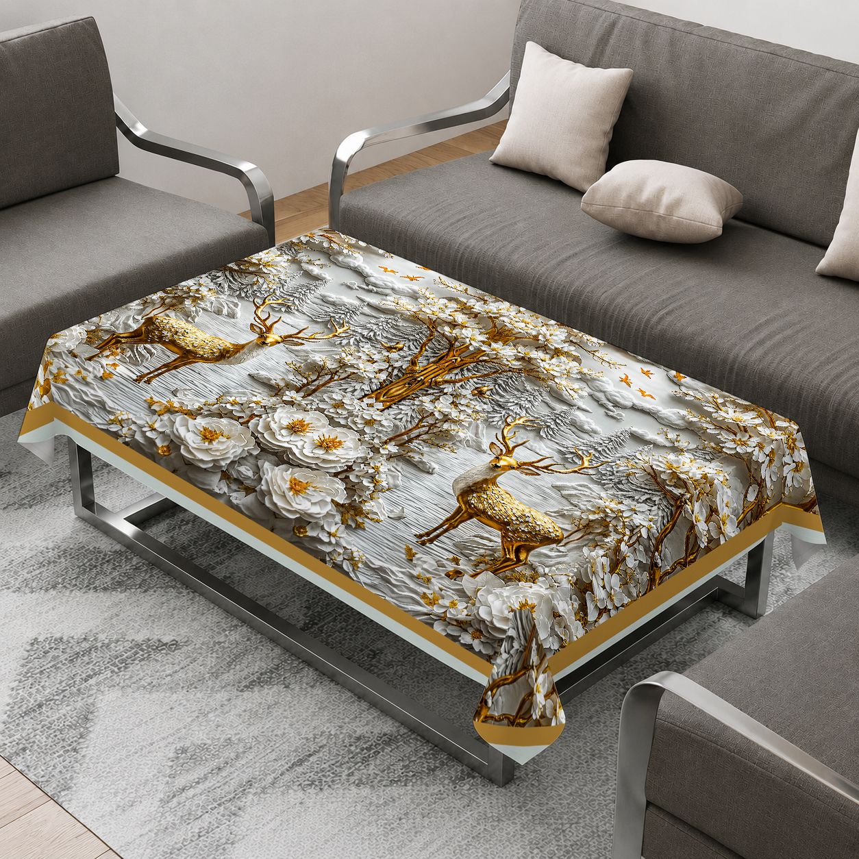 flipkart smartbuy Velvet 4 Seater Printed Table Cover-picture-36