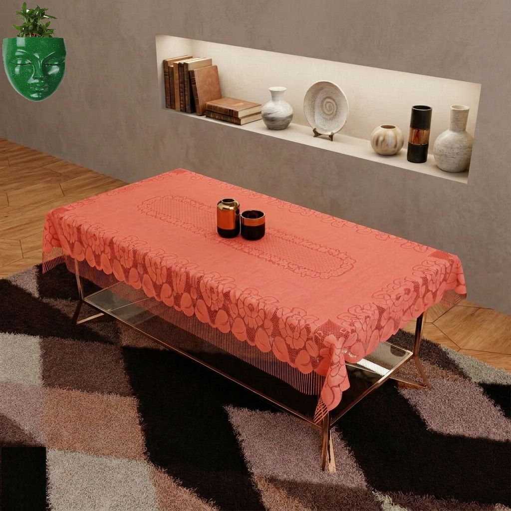 Cotton 4 Seater Self Design Table Cover-image-30