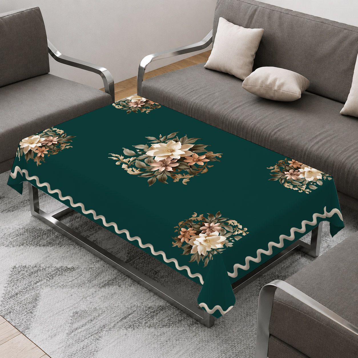 ivaza Velvet 4 Seater Printed Table Cover-picture-23