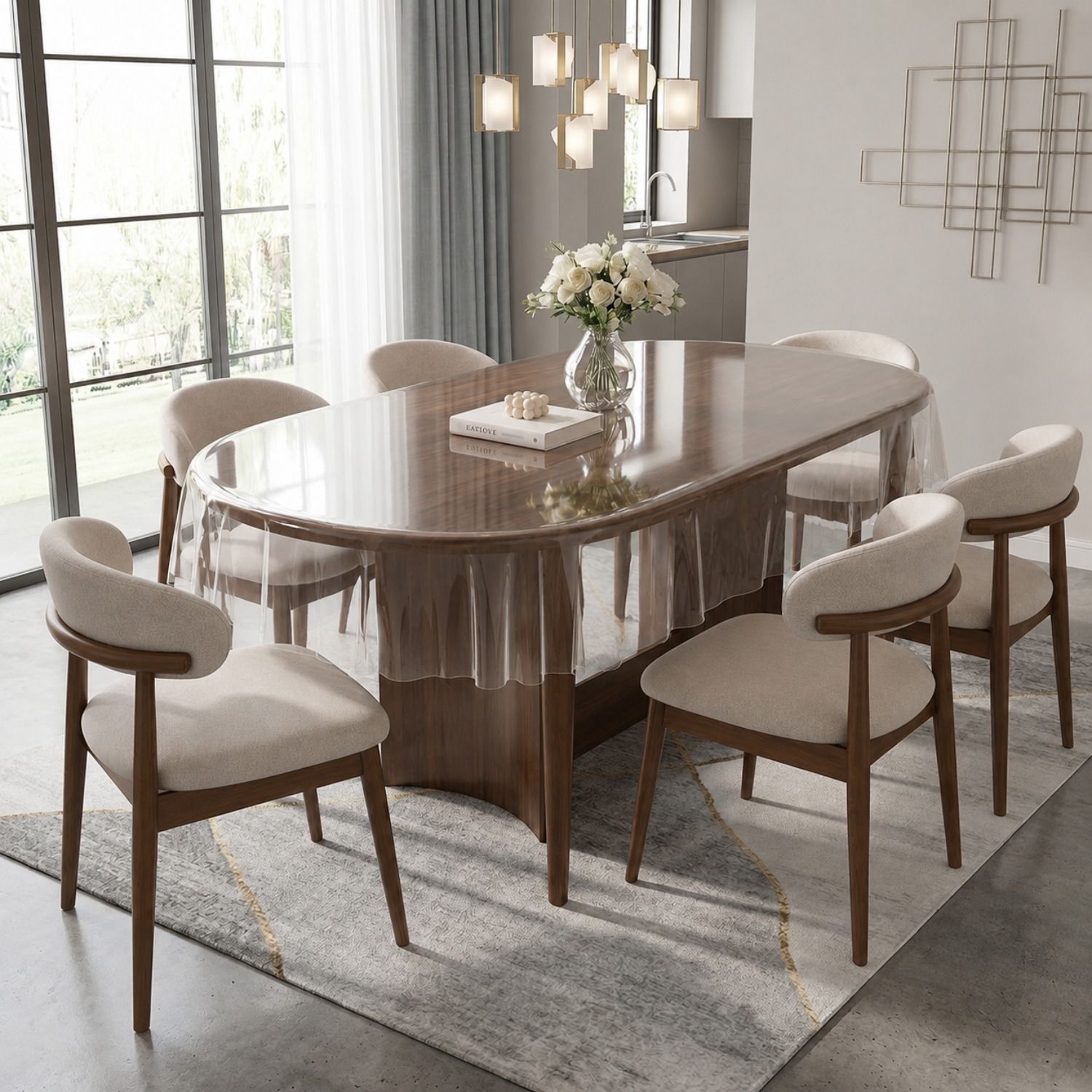 gharvera PVC 6 Seater Solid Table Cover-picture-18