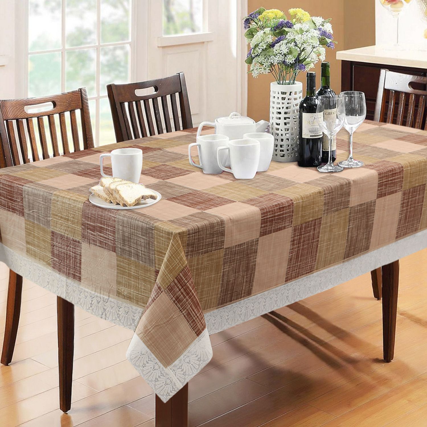 dakshya industries Checkered 6 Seater Table Cover-picture-21