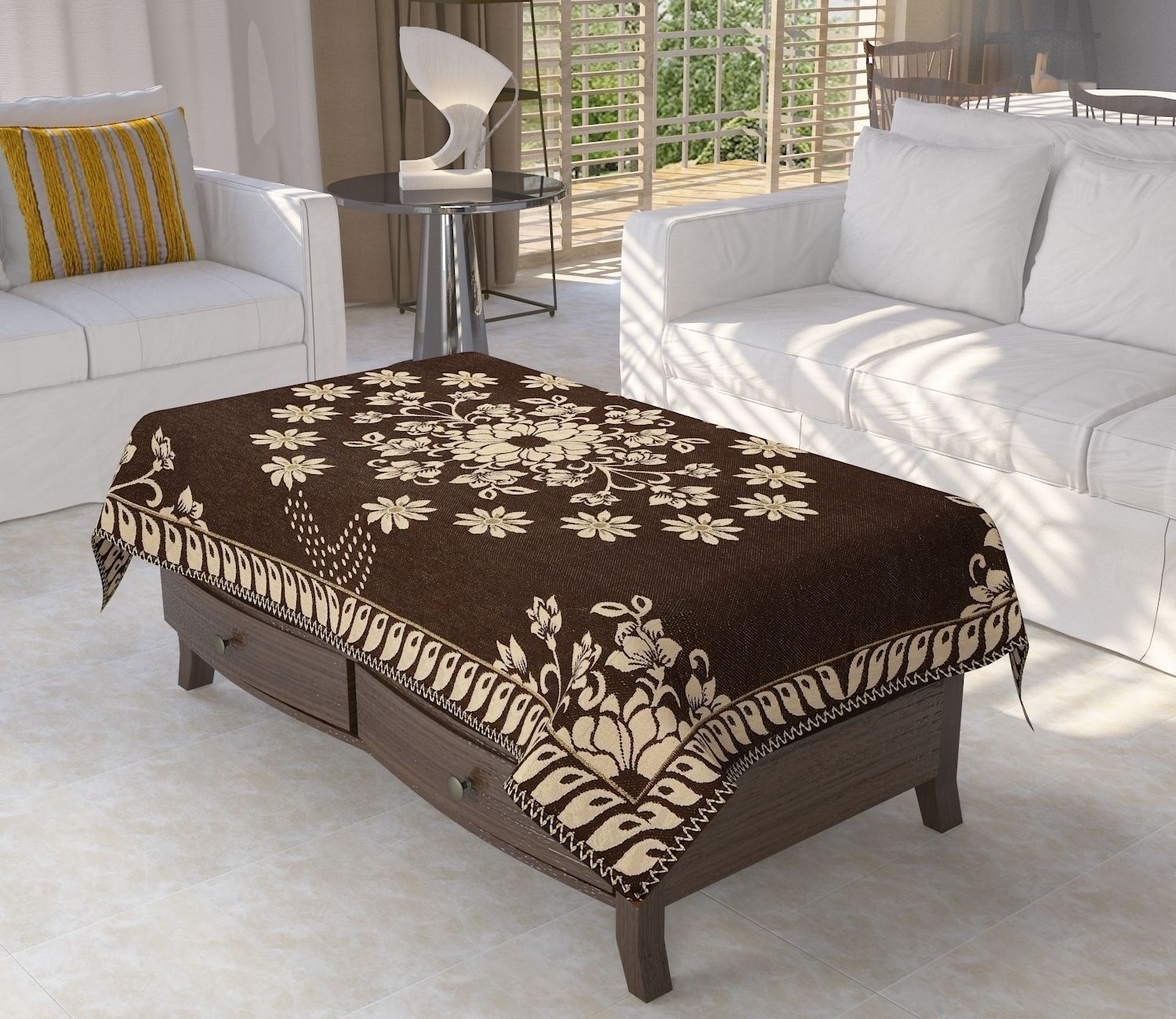 furnishing hut Cotton 8 Seater Floral Table Cover-picture-10