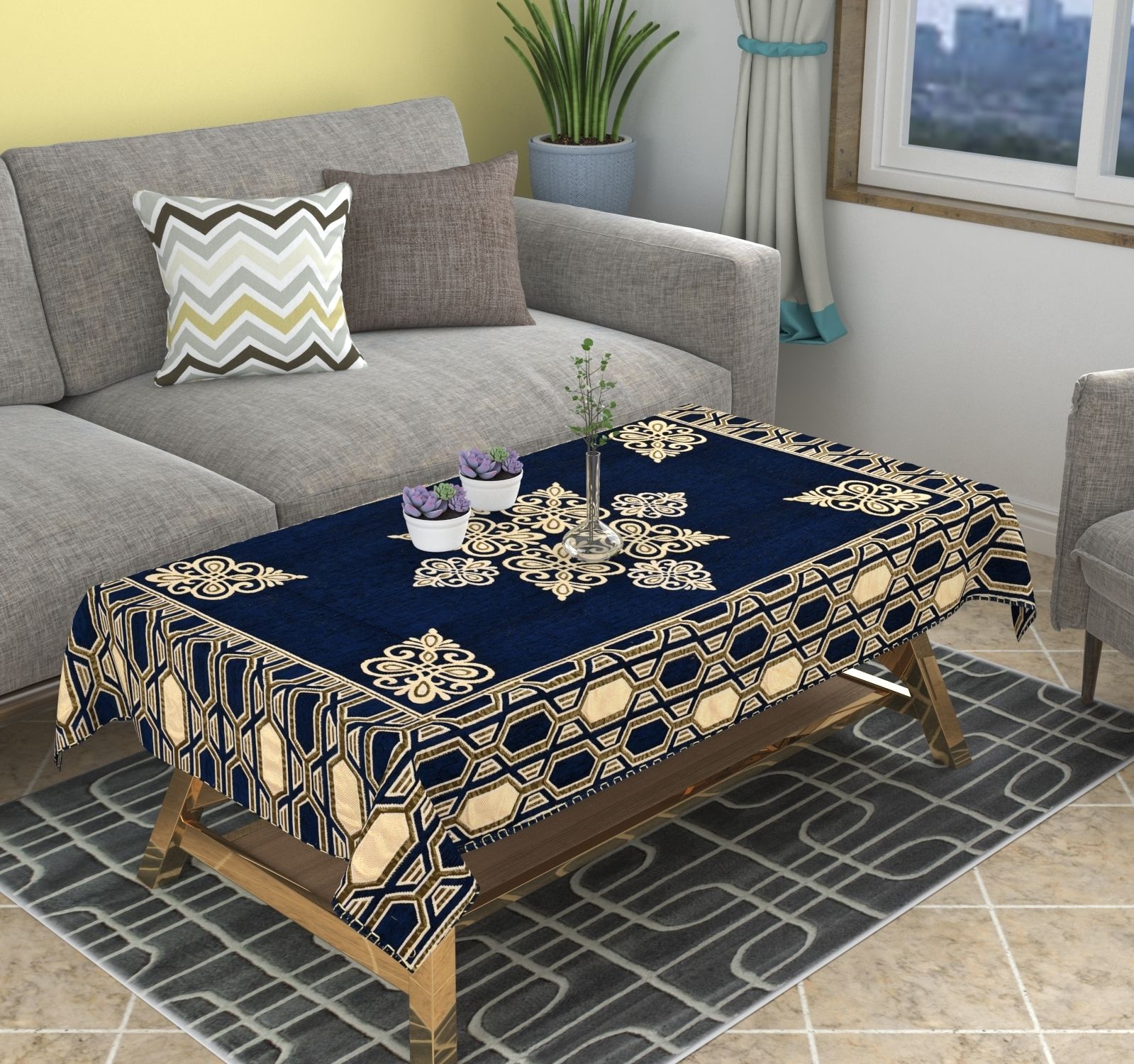elohim Velvet 4 Seater Floral Table Cover-picture-20