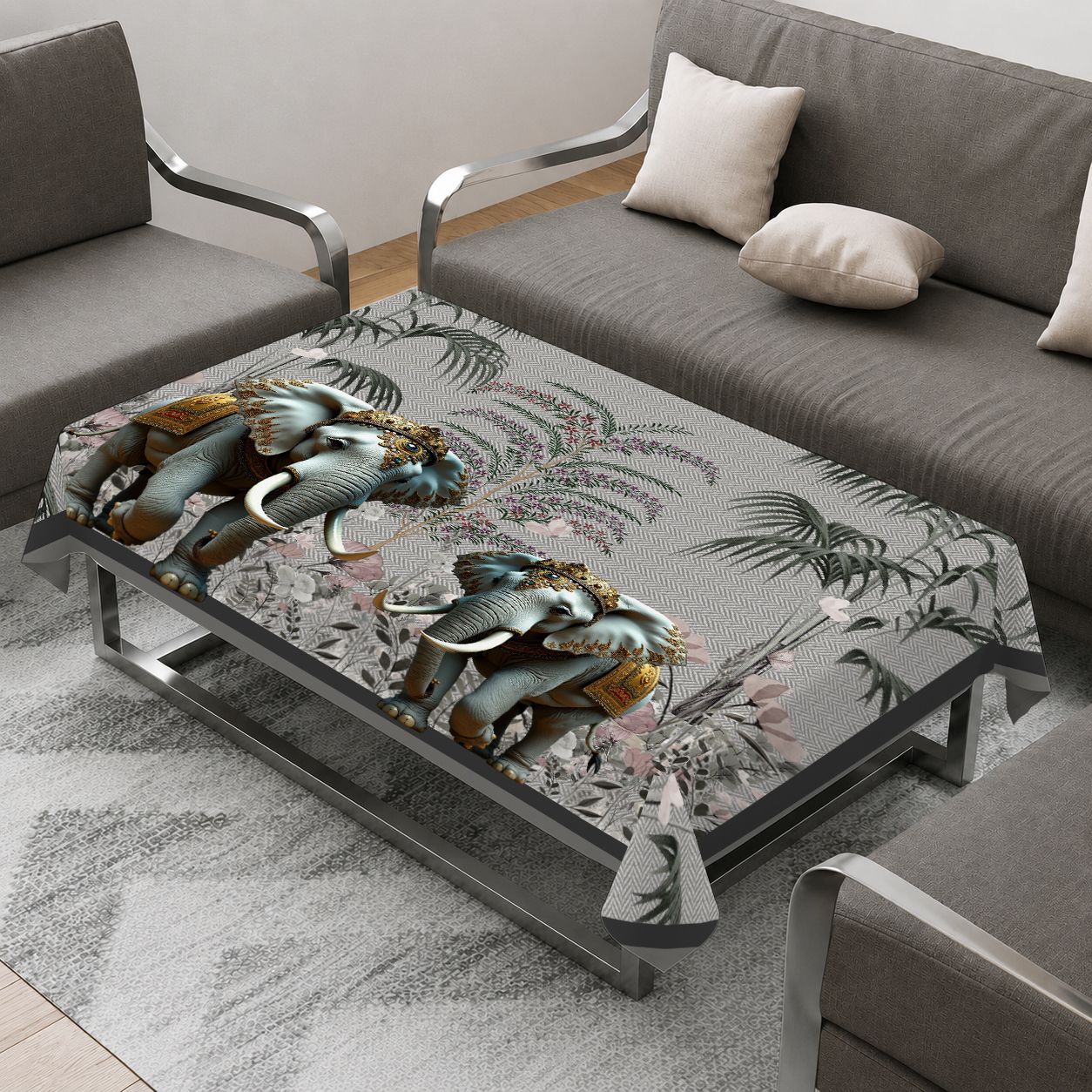 flipkart smartbuy Velvet 4 Seater Printed Table Cover-picture-25