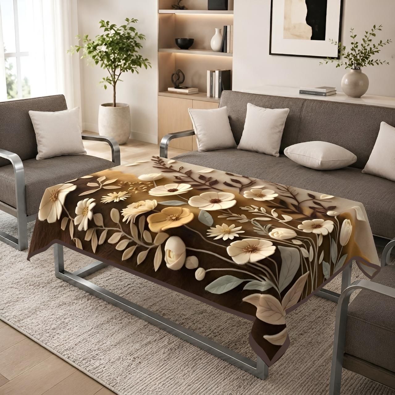 ruhani feb Velvet 4 Seater Floral Table Cover-picture-23