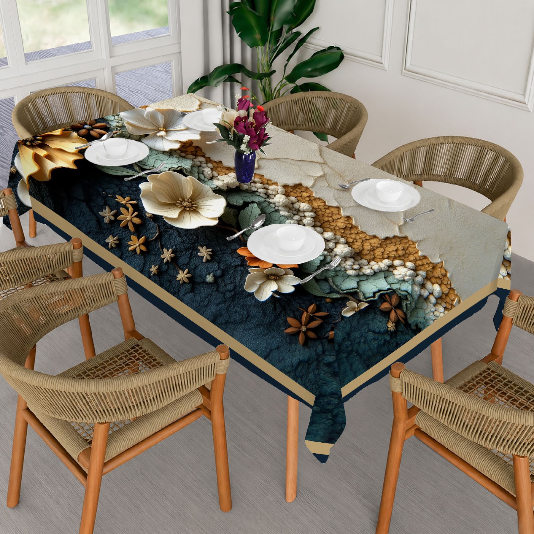 ivaza Velvet 6 Seater Printed Table Cover-picture-47