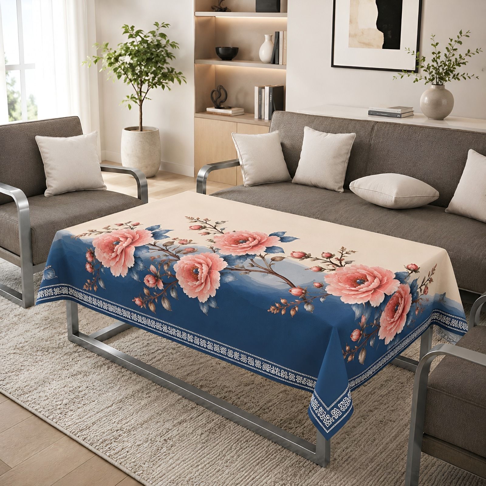 saundryam enterprises Velvet 4 Seater Printed Table Cover-picture-26