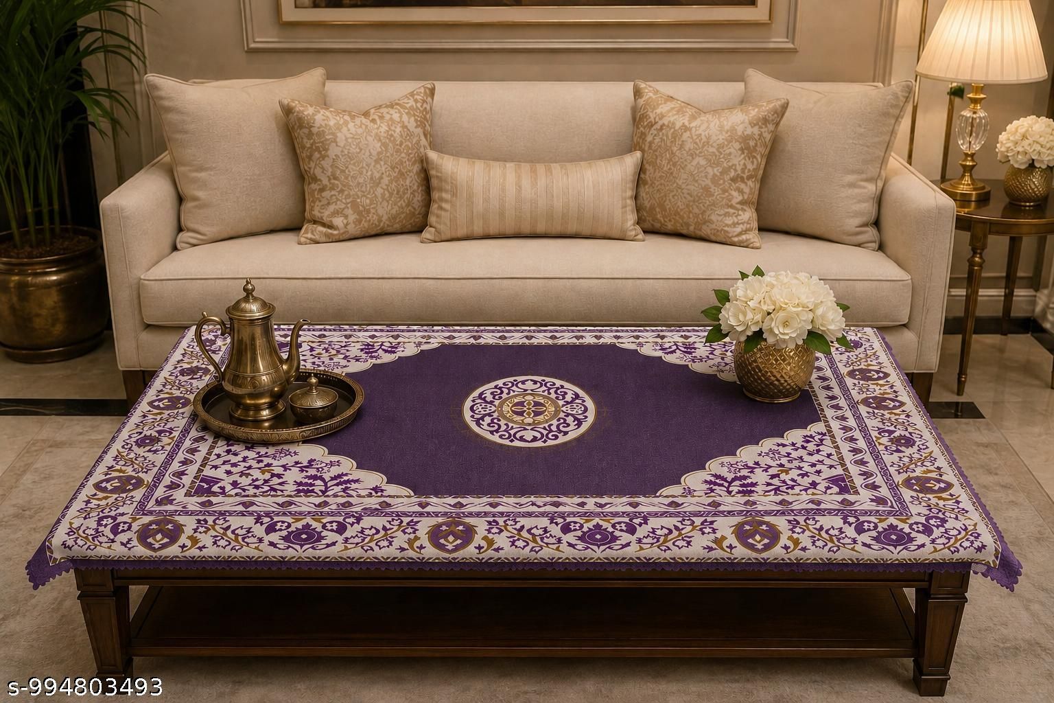 Velvet 4 Seater Printed Table Cover-image-29