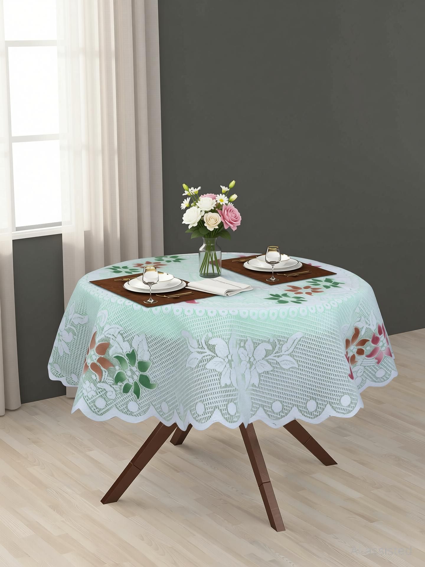 dakshya industries Cotton 2 Seater Floral Table Cover-picture-10