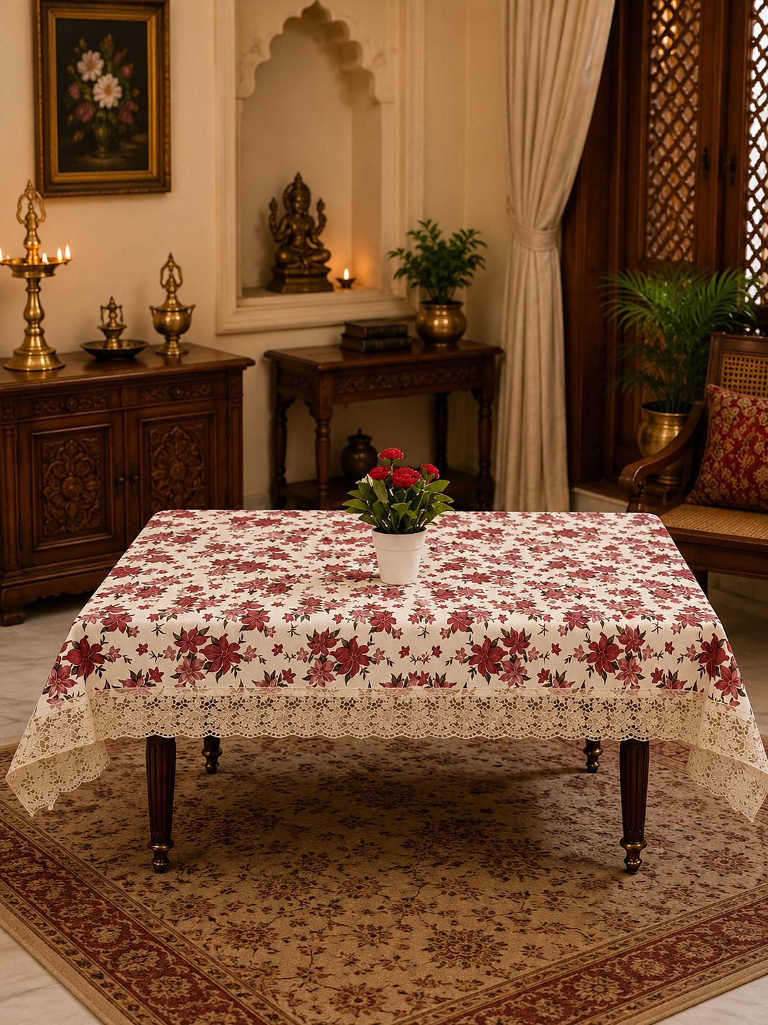 vj retails PVC, Plastic, Polyester 4 Seater Printed Table Cover-picture-36