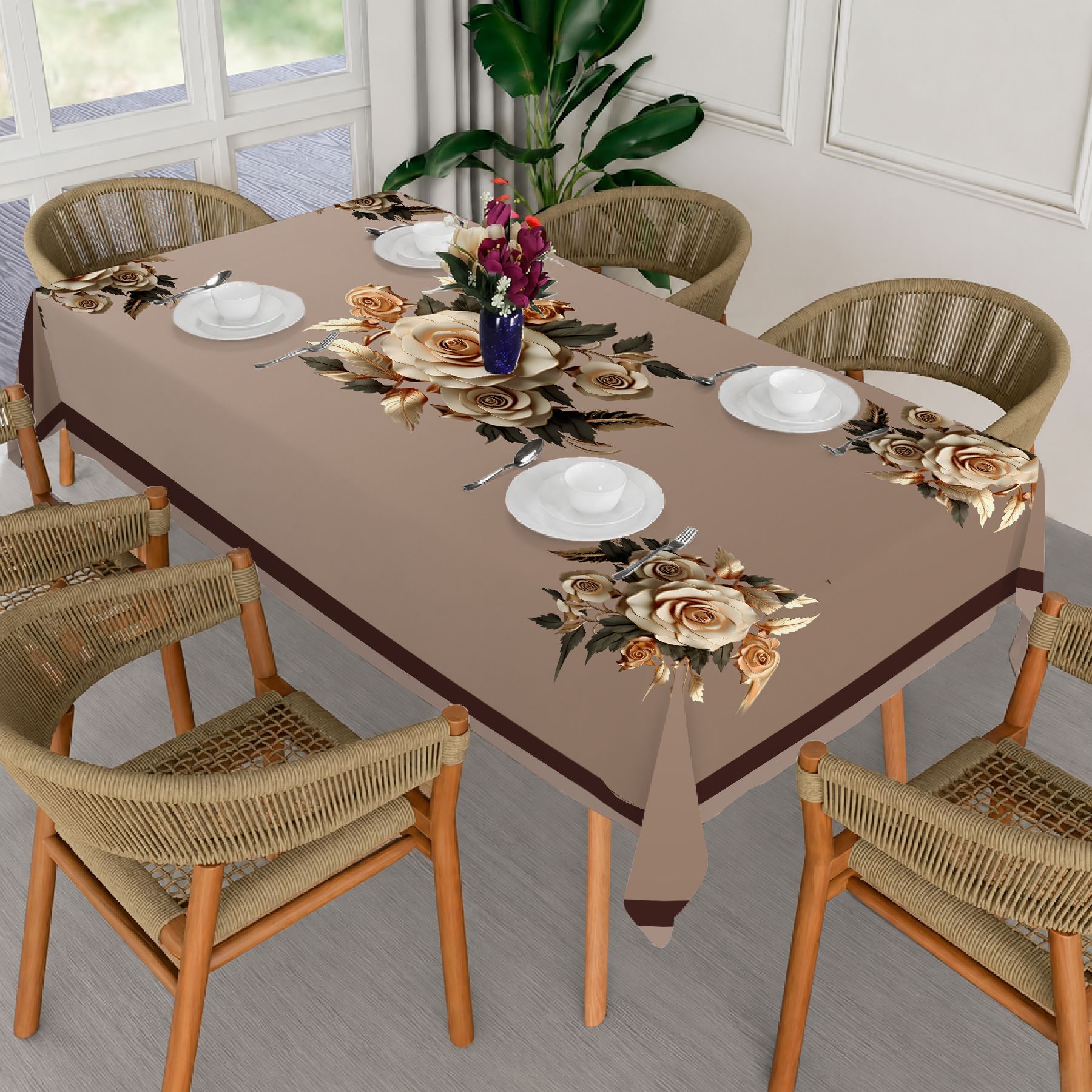 ivaza Velvet 6 Seater Printed Table Cover-picture-30