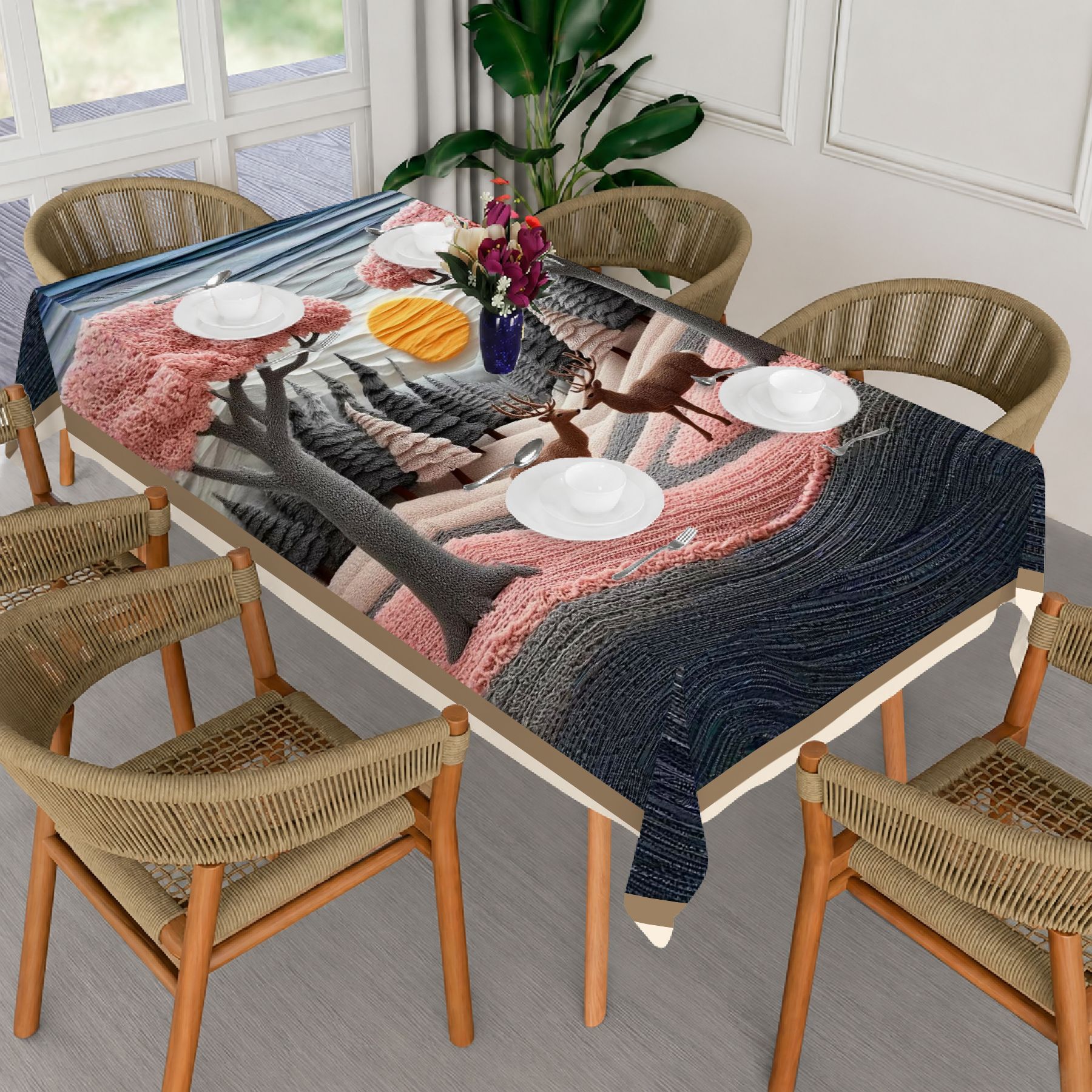 ivaza Velvet 6 Seater Printed Table Cover-picture-37