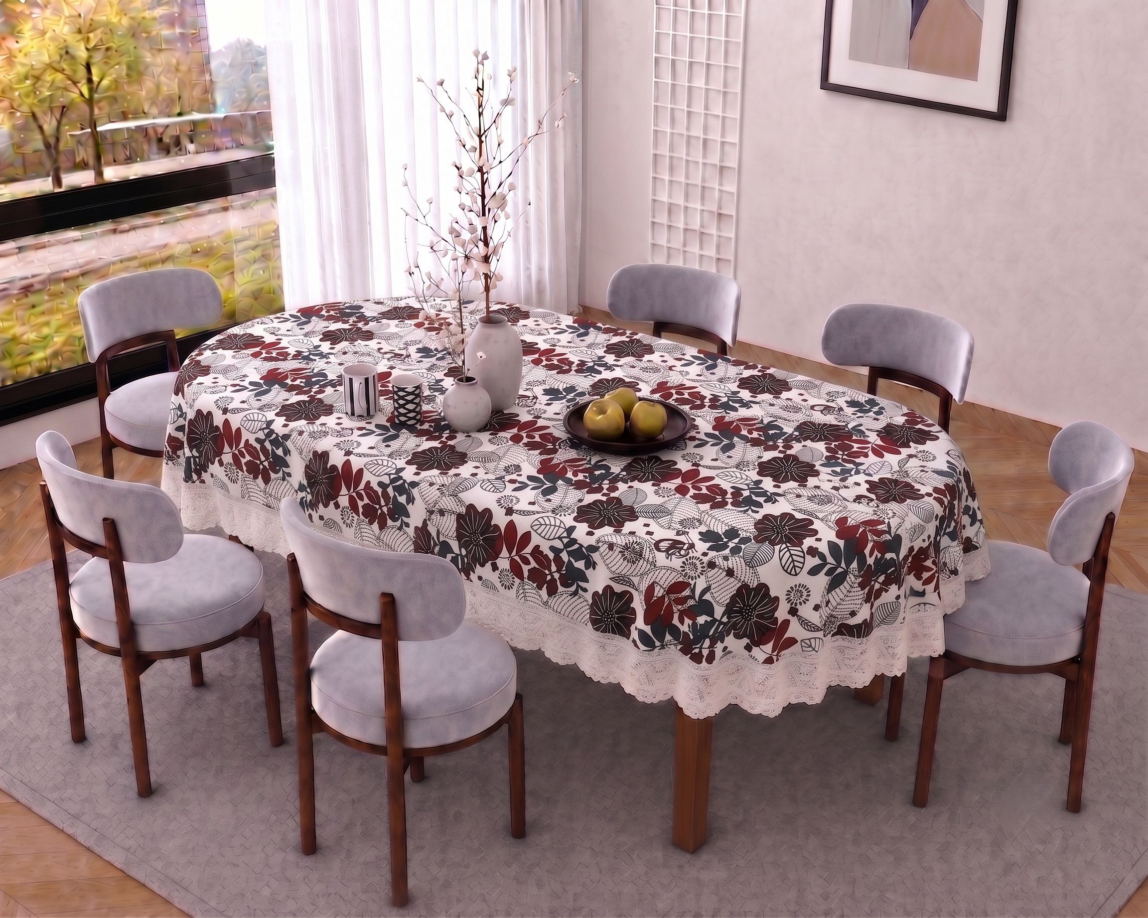 dynamicdecor PVC 6 Seater Printed Table Cover-picture-6