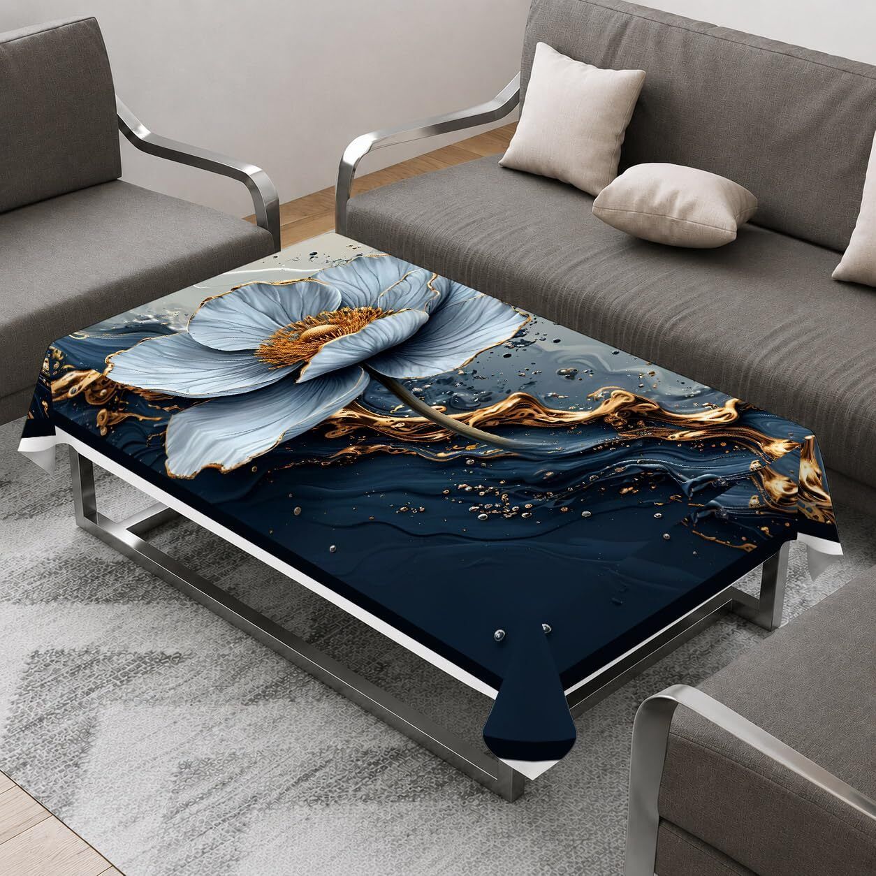 zukiodecor Velvet 4 Seater Floral Table Cover-picture-35