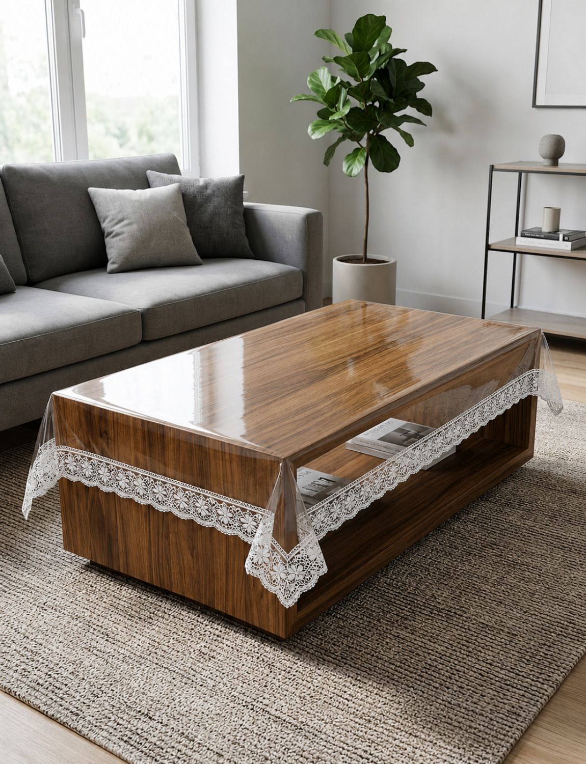 zyraan decor PVC 4 Seater Embroidered Table Cover-picture-1