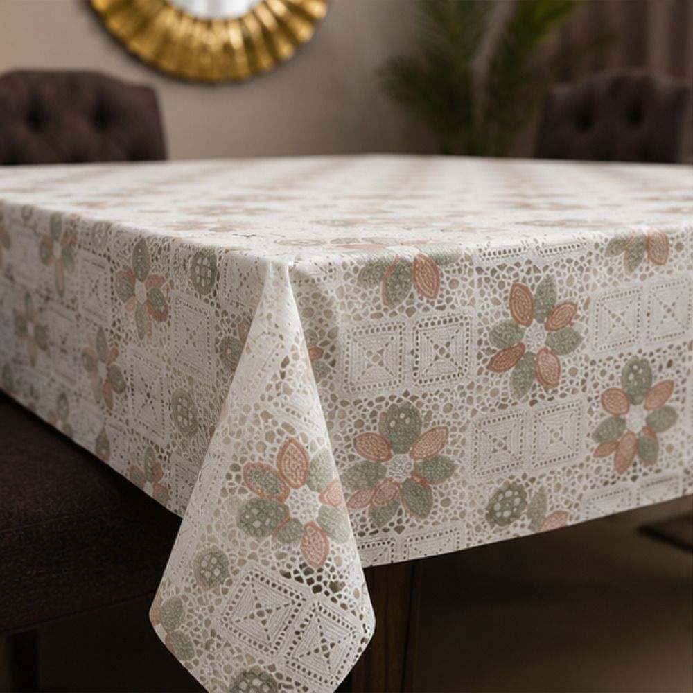 adakriti creation PVC 6 Seater Crocheted Table Cover-picture-23