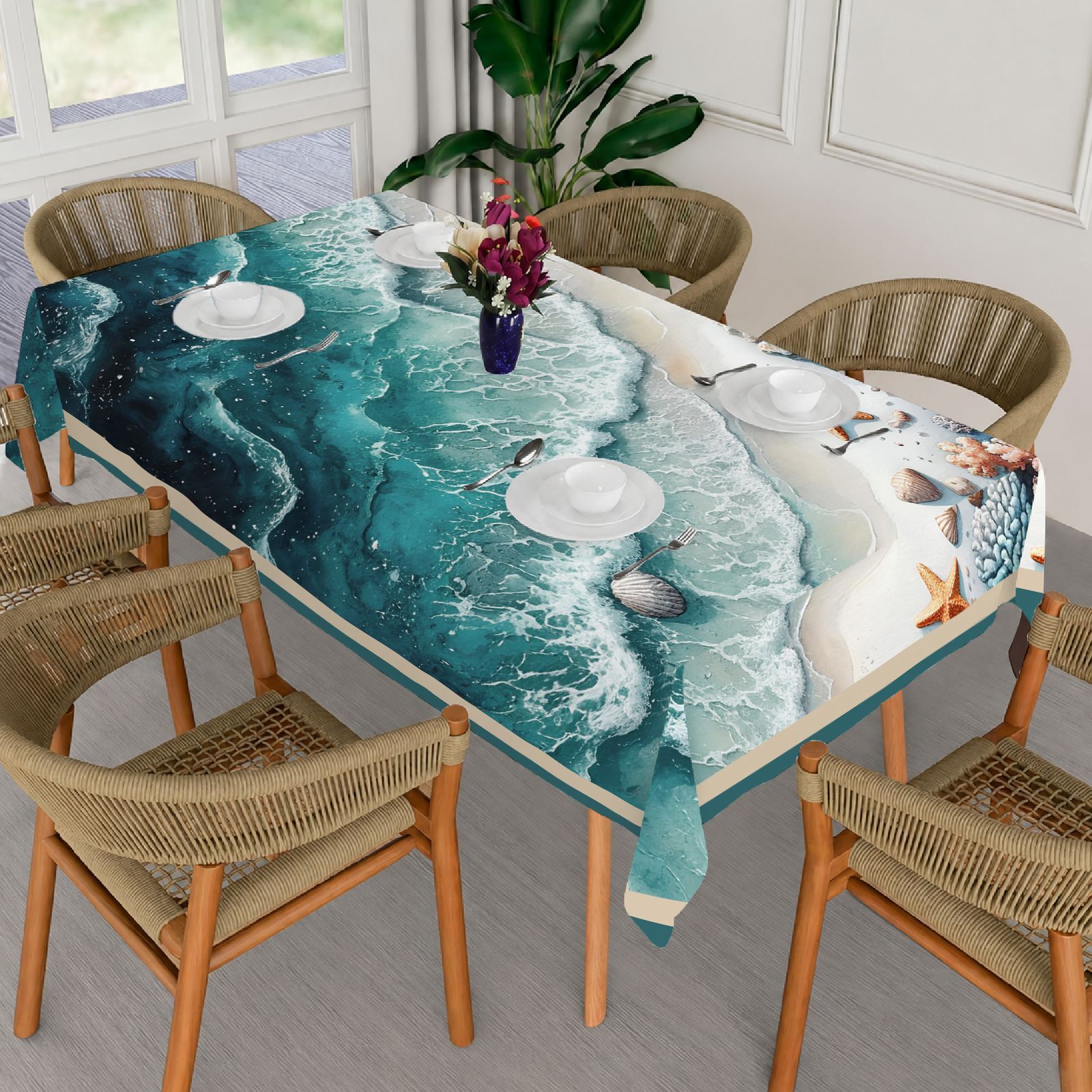 ankit feb Velvet 4 Seater Floral Table Cover-picture-21