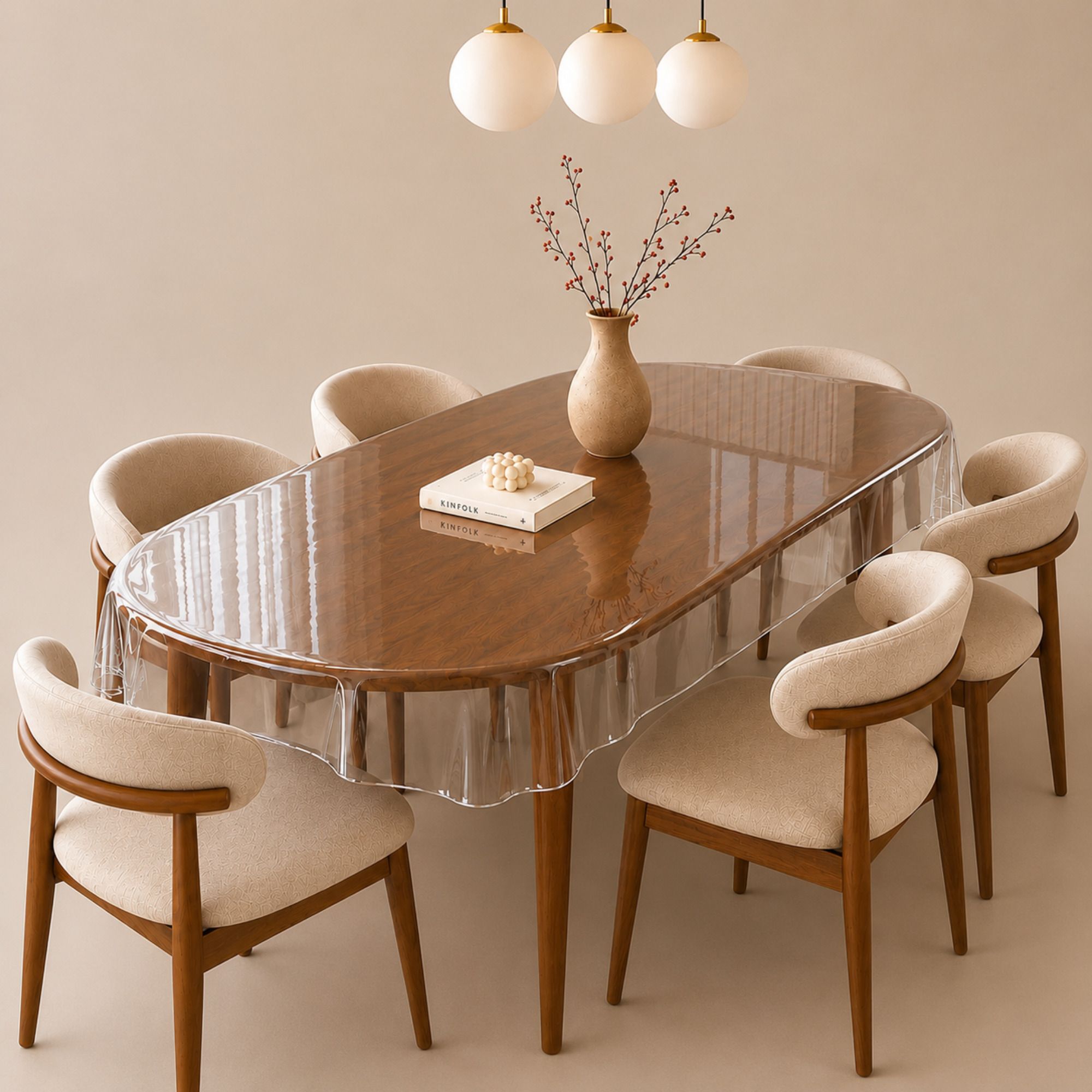 kitchenverahome PVC 6 Seater Solid Table Cover-picture-2