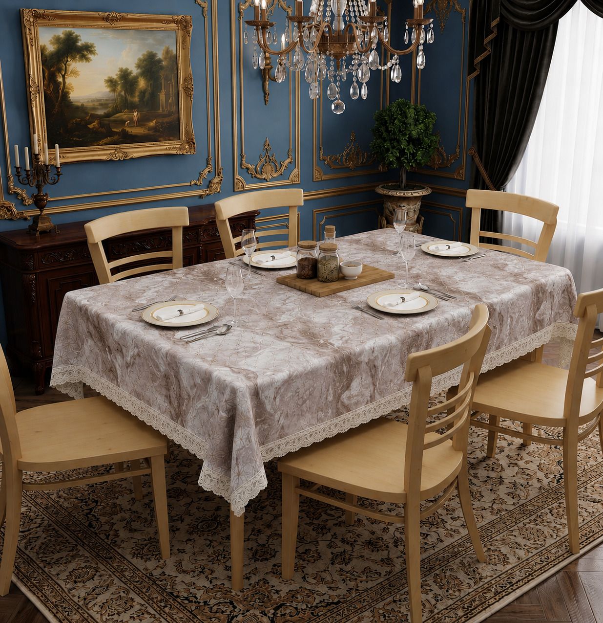 PVC 6 Seater Abstract Table Cover-image-41