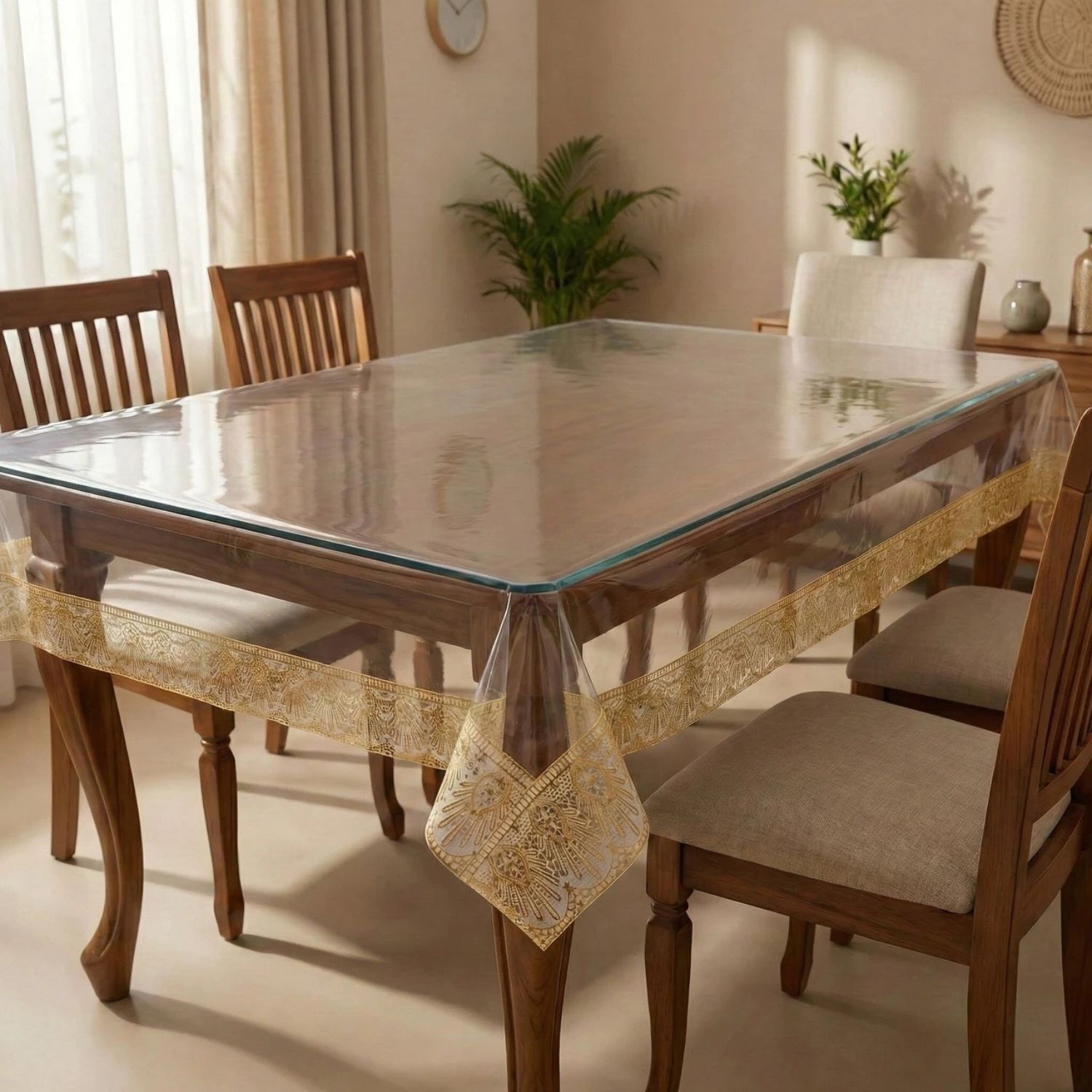 dynamicdecor PVC 6 Seater Solid Table Cover-picture-1