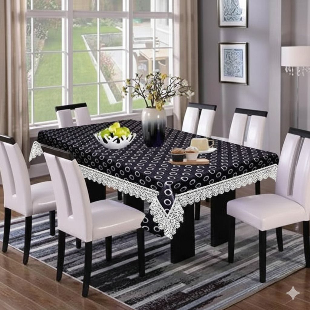 Polyester 6 Seater Floral Table Cover-image-16