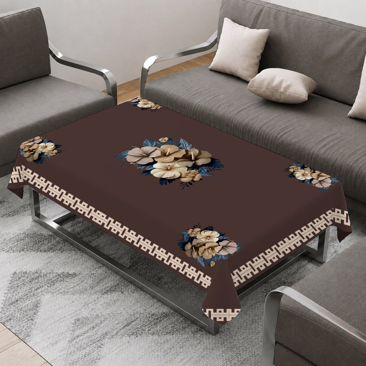 ivaza Velvet 4 Seater Printed Table Cover-picture-15
