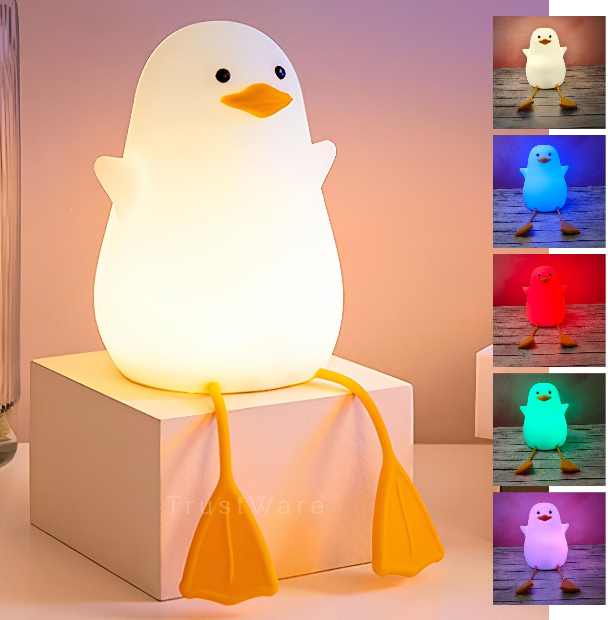 Silicone Duck Night Lamp Touch-Control LED Light | Color-Changing Safe for Kid Night Lamp-image-41