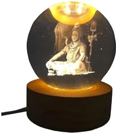 Crystal Ball Night Light with Wooden Base (Lord Shiva) Study Lamp-image-17
