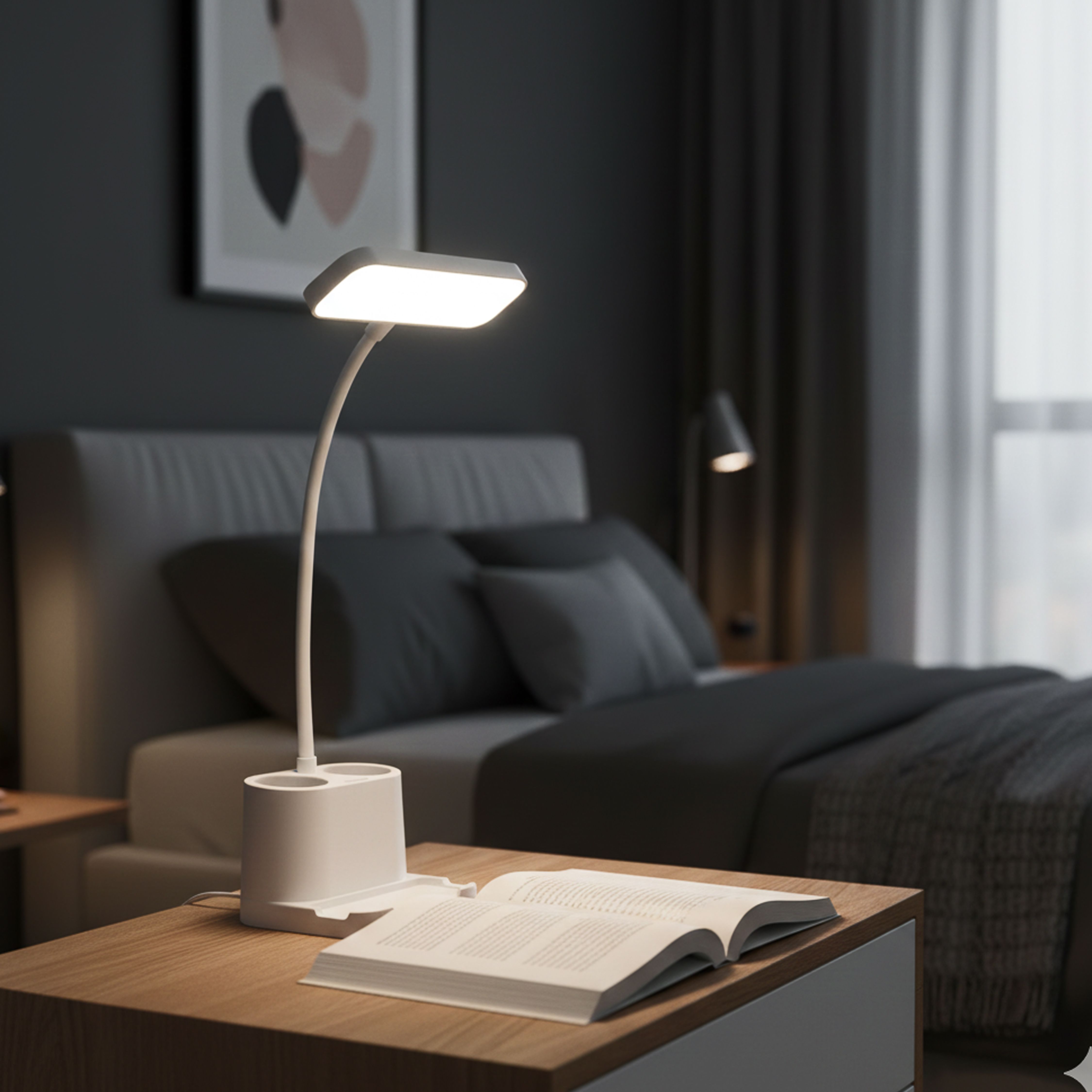 mprow LED Study Lamp with Pen Holder & Phone Stand - Eye-Caring Reading Light Study Lamp-picture-42
