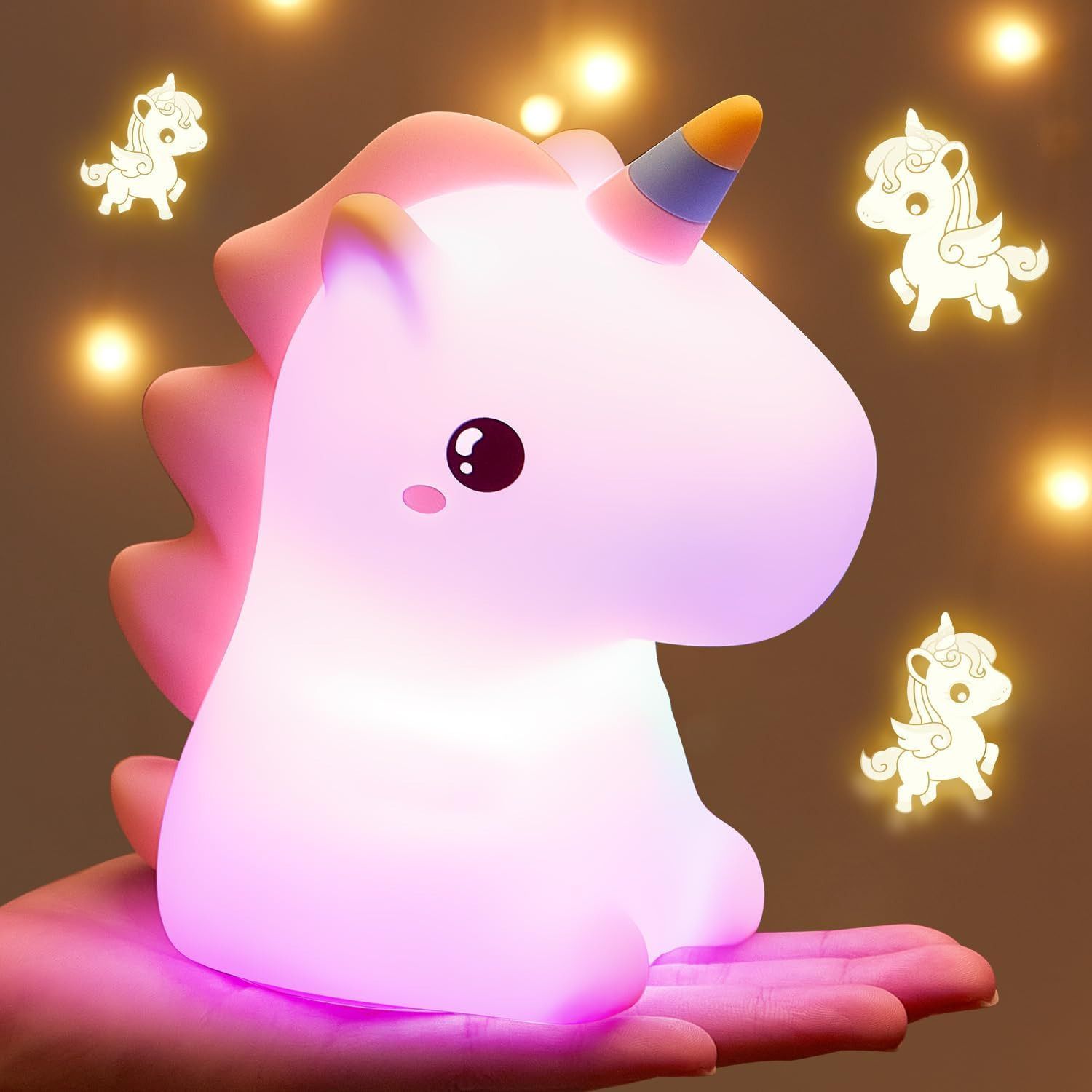 dwiza enterprise Unicorn Night Light for Kids Room, Rechargeable Remote Control 16 Color Changing Night Lamp-picture-18