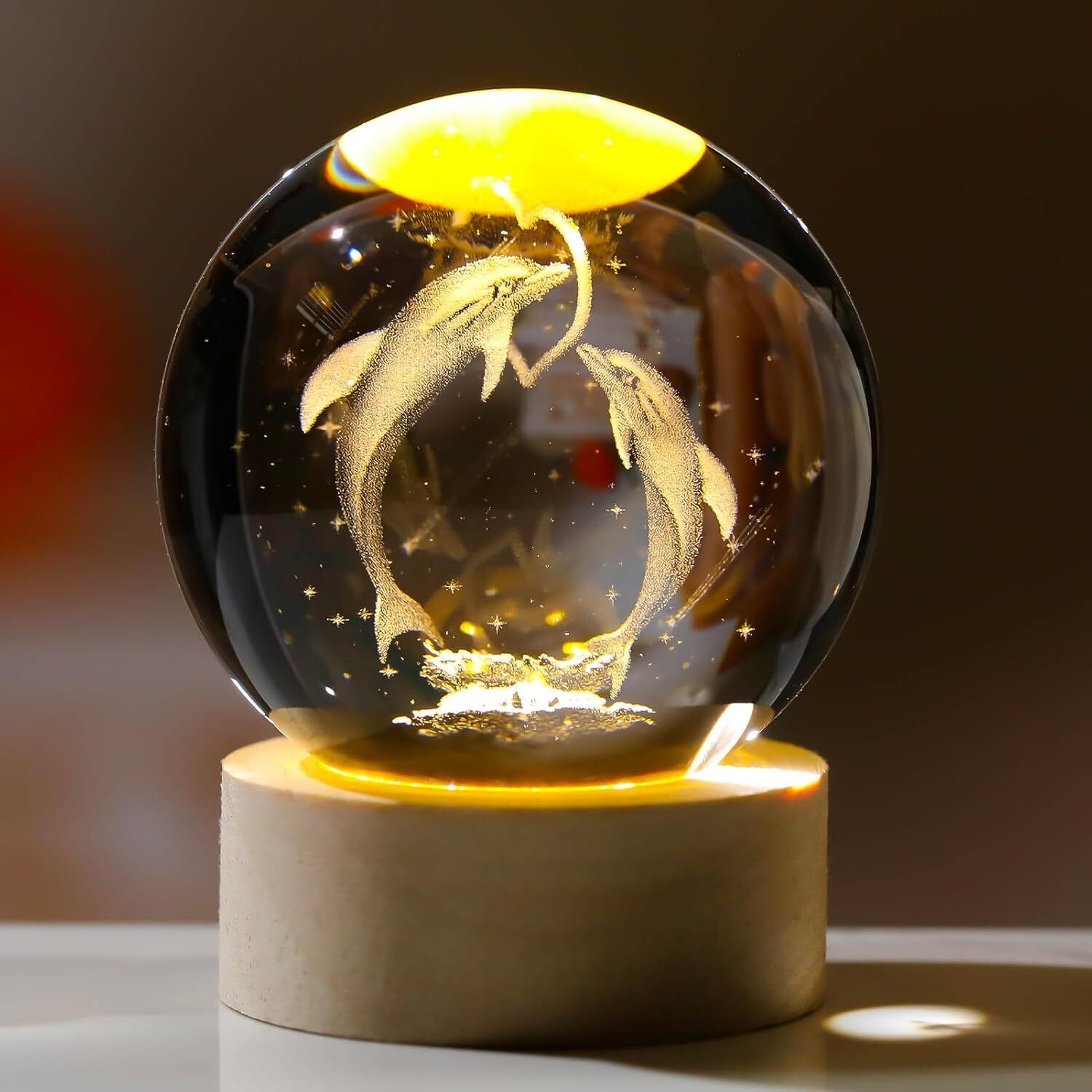 weprove Magical Dolphin Love Crystal Globe LED Night Lamp - Home Decor Gift Night Lamp-picture-22