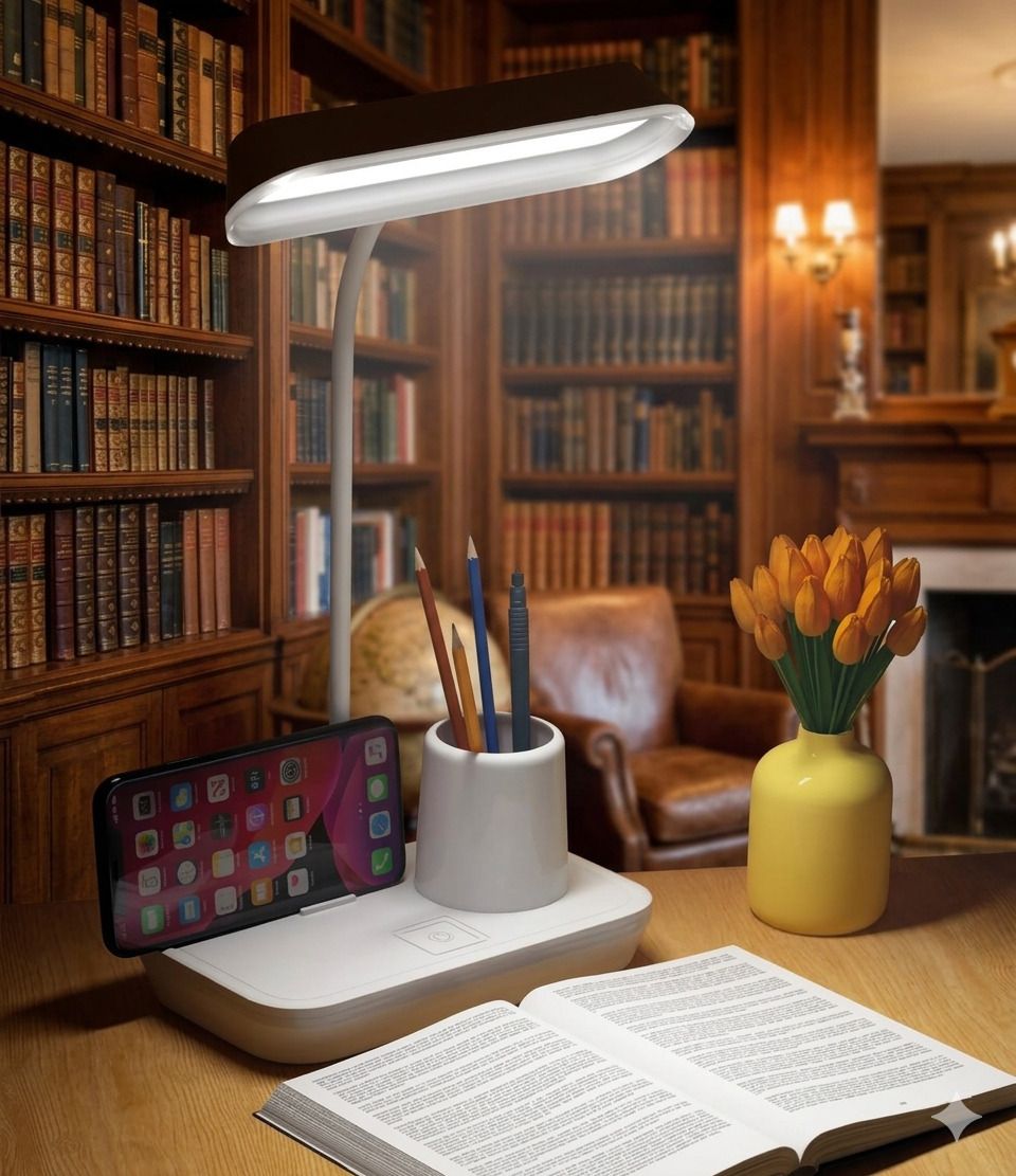 auralis Powerful Rechargeable lamp with Pen 5Holder 3 Dimmable Lights With Rotating Neck Study Lamp-picture-17