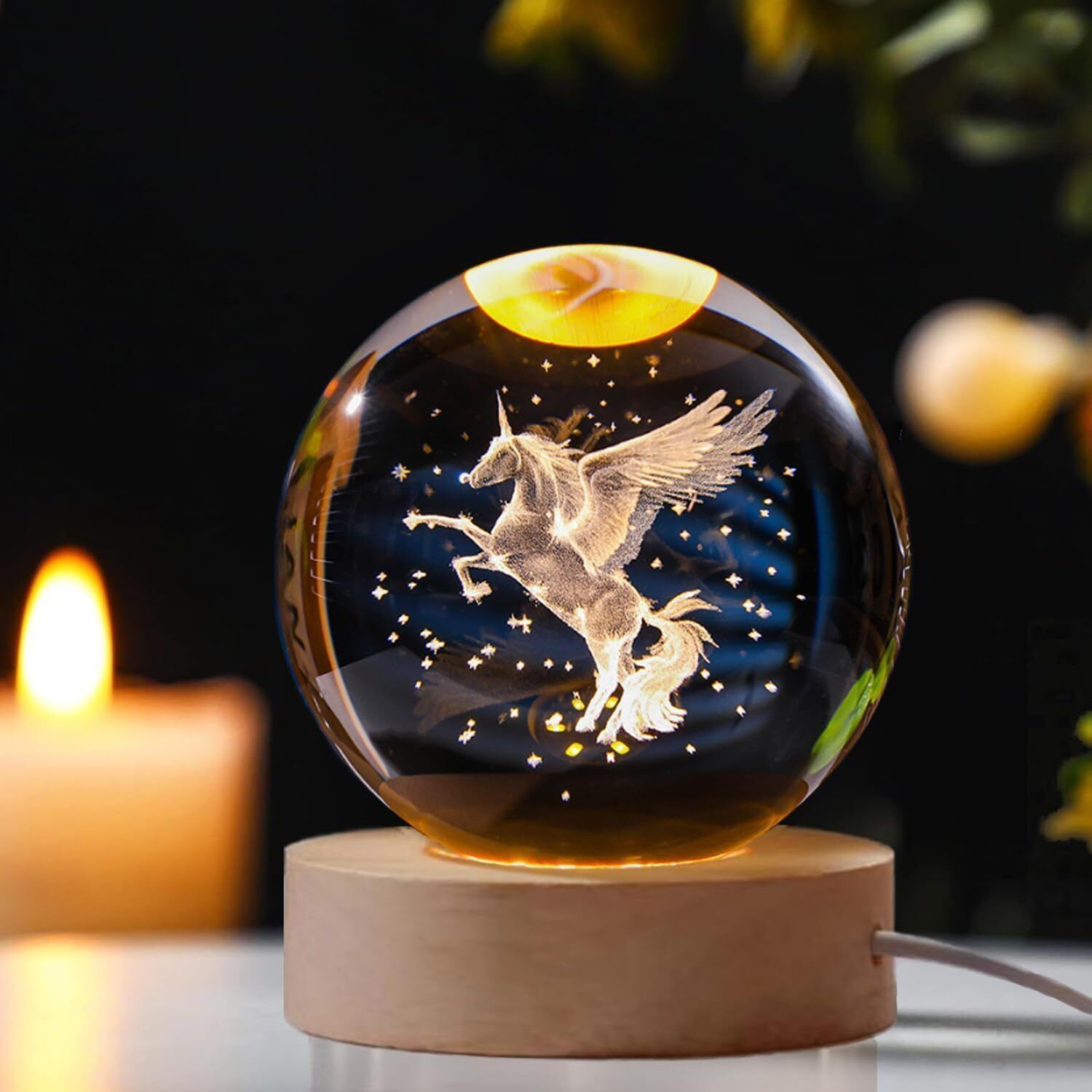 shubhentp 3D HORSE CRYSTAL BALL LIGHT Table Lamp-picture-23
