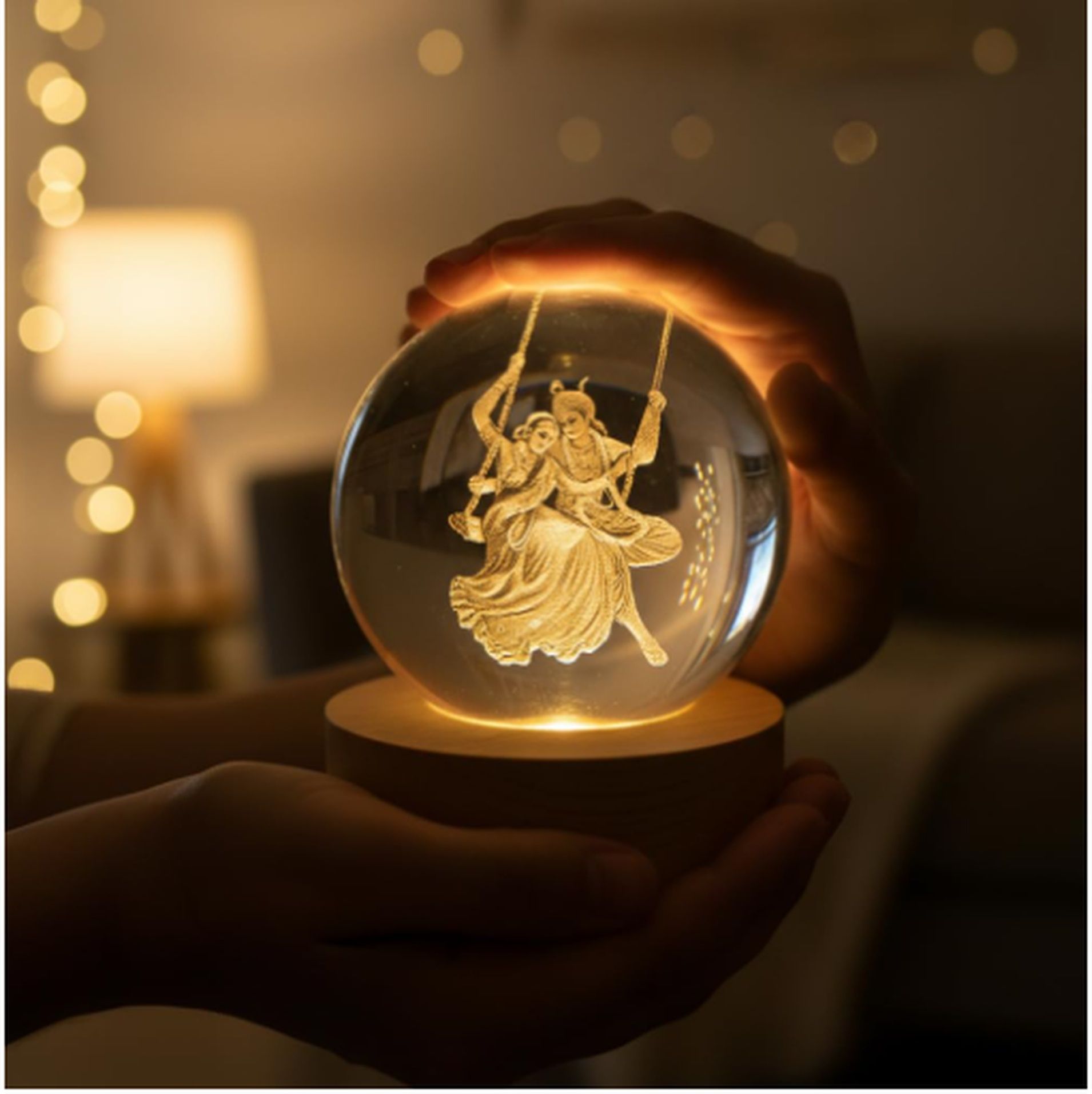 trenzios D Radha Krishna Crystal Ball Night Lamp. Table Lamp-picture-31