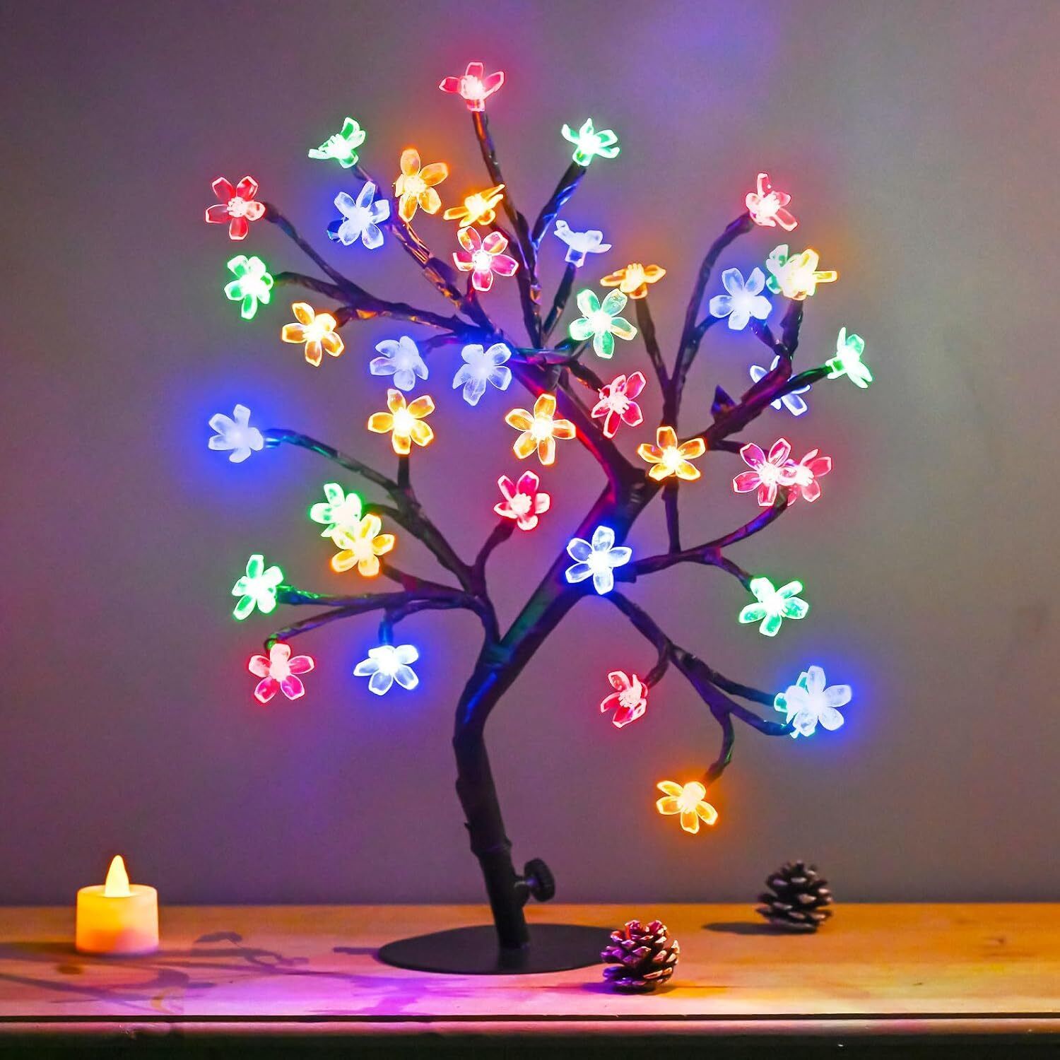Artificial Bonsai LED Tree Lamp – Multicolor Flower Light Decor Table Lamp-image-9