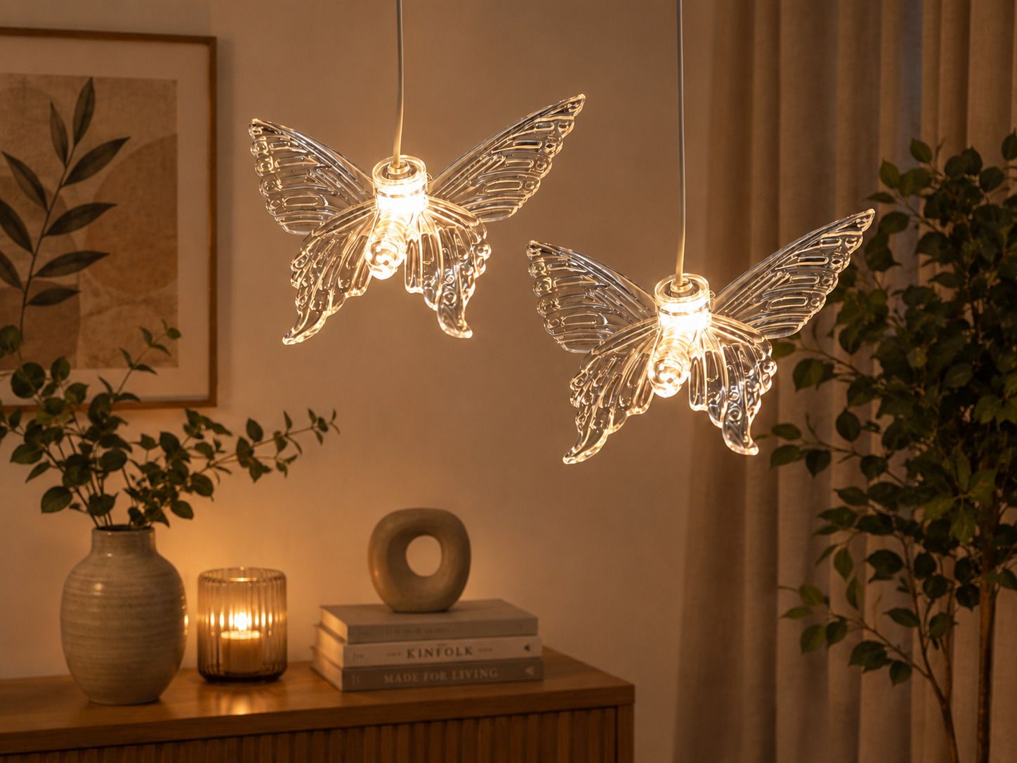 Dual Butterfly LED Hanging Pendant Light Plug-in Decorative Lamp Set Night Lamp-image-45