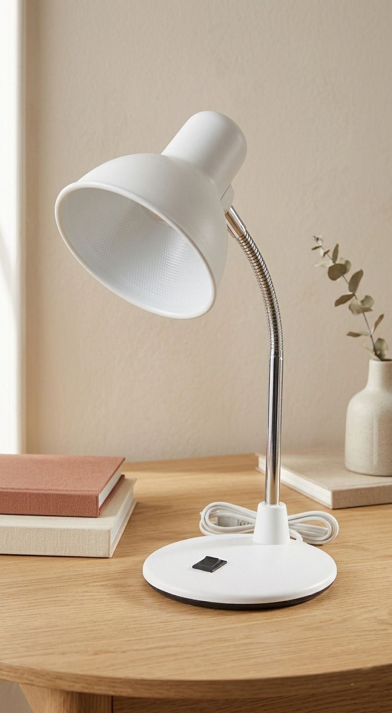 LED Study Table Lamp for Study & Office - B22 Holder (No Bulb) 20 Inch, White Study Lamp-image-10