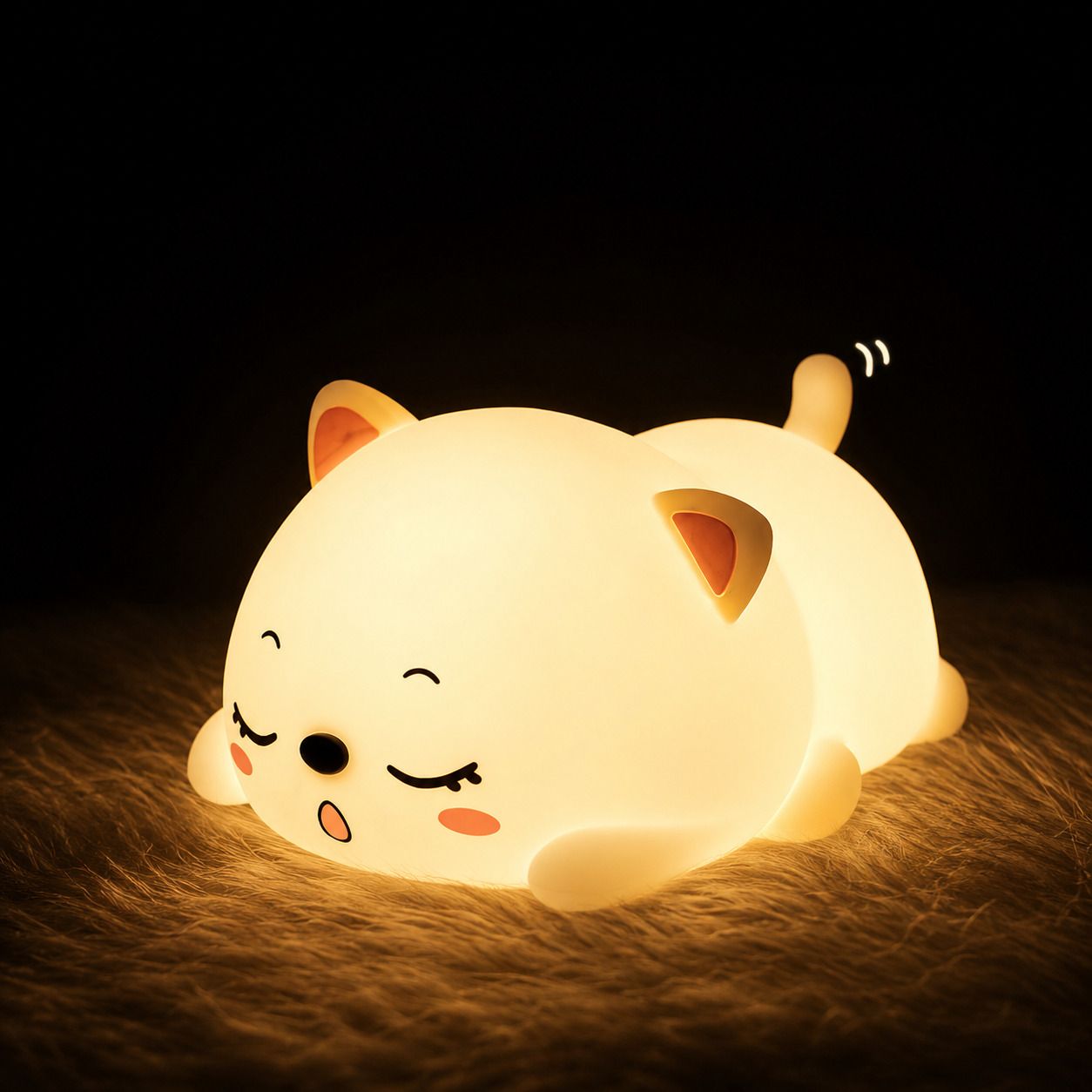 Silicone Baby Room Decor Purring Cat Night Lamp-image-32