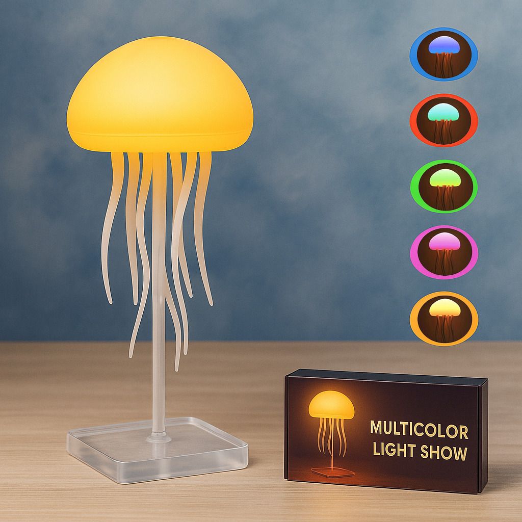 nairo Jellyfish RGB Night Lamp | USB Rechargeable | Rotating Tentacles for Room Decor Night Lamp-picture-28