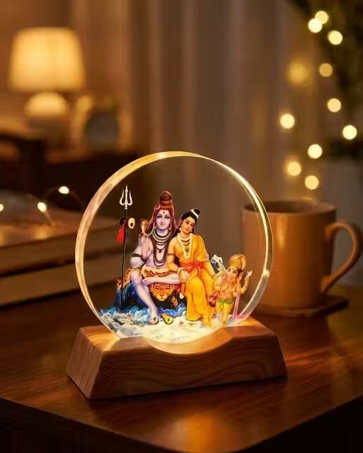 giggle gallery Divine Shiv Parivar 3D LED Lord Shiva, Parvati & Ganesha Spiritual Lamp Table Lamp-picture-15