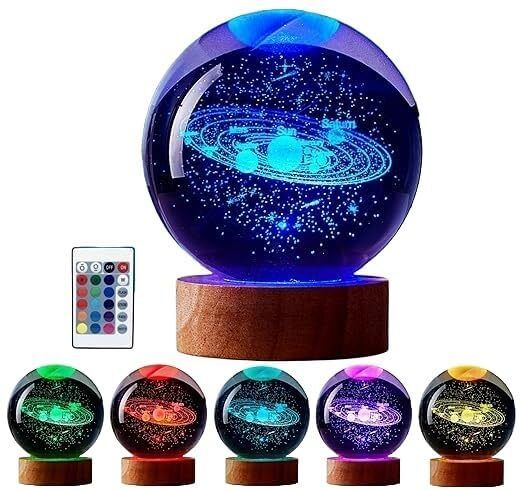 dwiza enterprise 16 Color Galaxy Crystal Ball Night Light,3.4 inch Glass with Woodern Base Table Lamp-picture-41